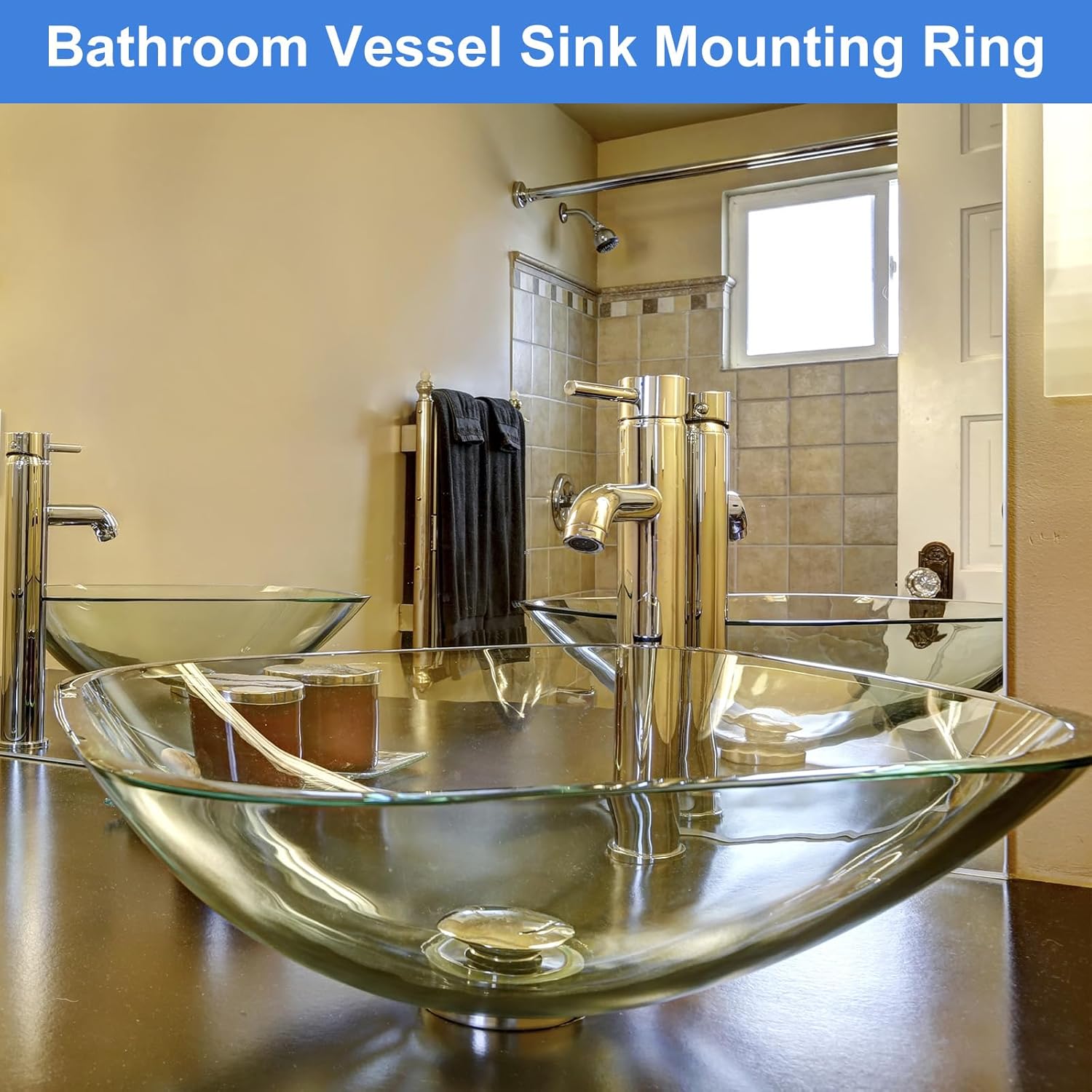 uxcell Bathroom Sink Mounting Ring, Plastic Sink Drain Mount Support Base for Home Countertop Glass Ceramic Sinks, Silver