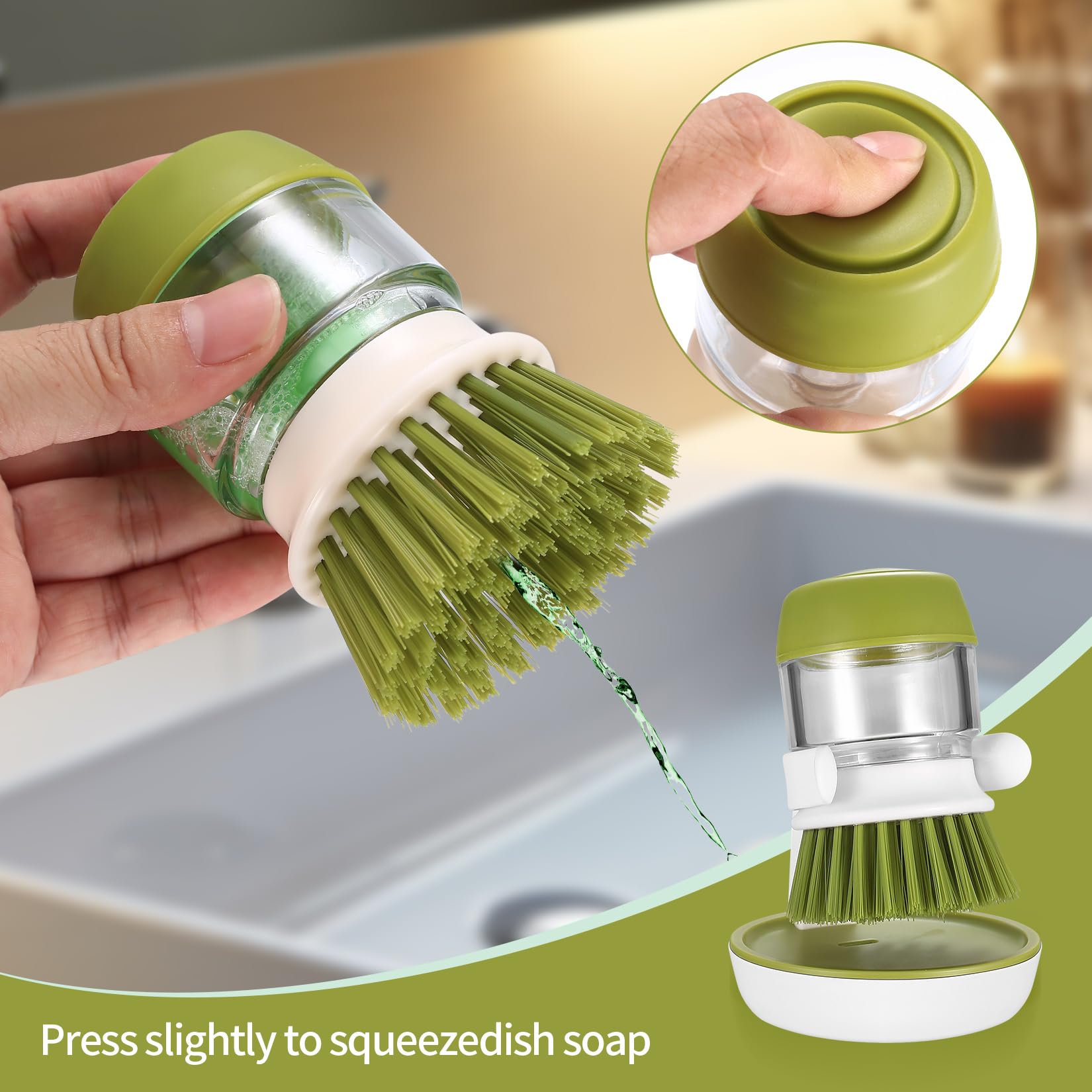 HUAERSICO Brosse à Vaisselle Avec Distributeur Intégré - Nettoyage Pratique Évier Et Casseroles