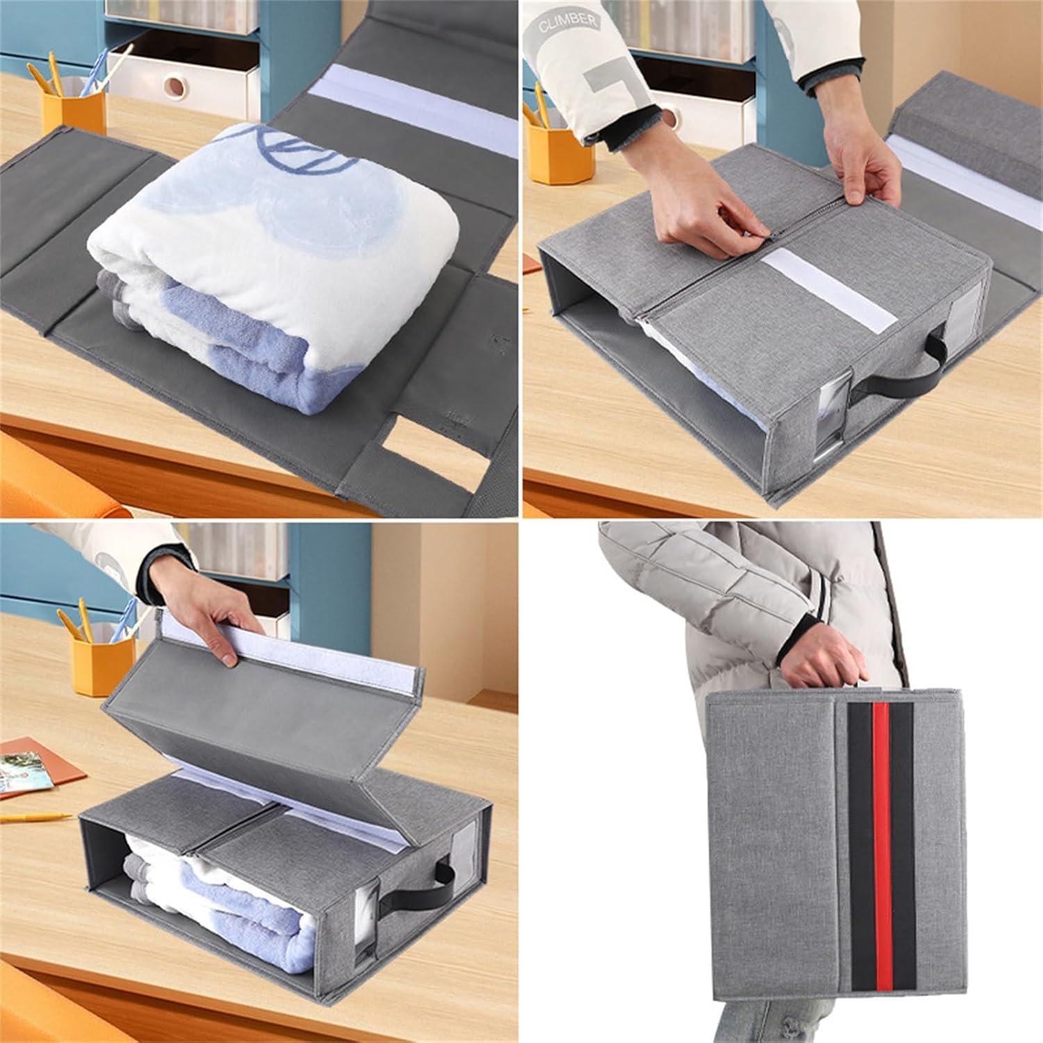 Bed Sheet Organizer Storage for Closet Under Bed Linens - Neatly Organize Clothing Pillows Throws Bedding Ensuring Tidy Bedroom