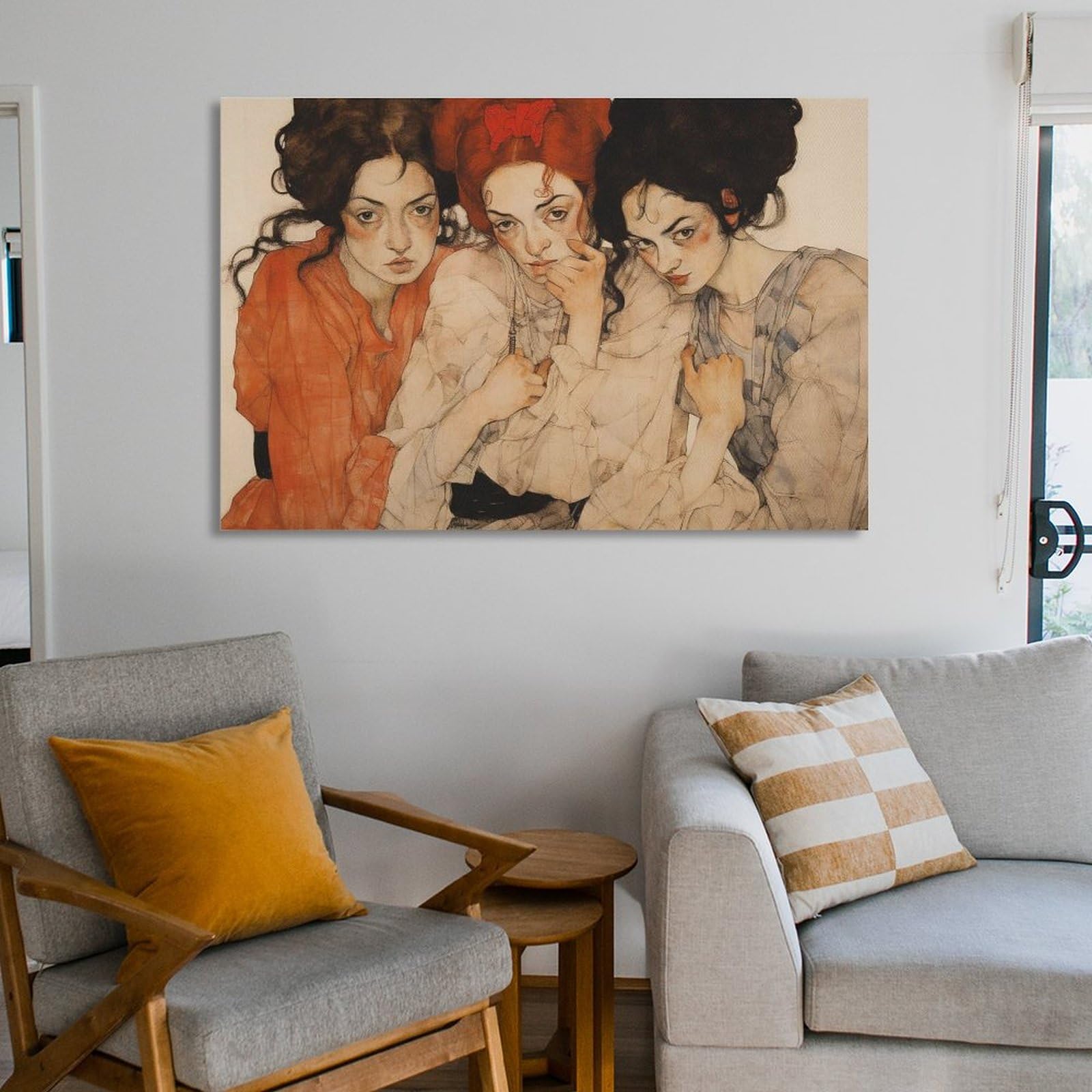Egon Schiele Famous Picture Painting, Three Vintage Aesthetic