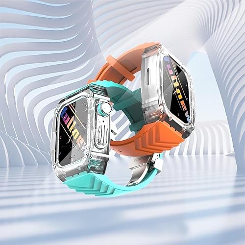 Miniatura 5 de OPKDE Sport Fluororubber Watch Strap+Transparent Watch CaseFor Apple Watch Modification Kit BraceletFor iWatch Series 8 7 6 SE 5 4 44mm 45mm
