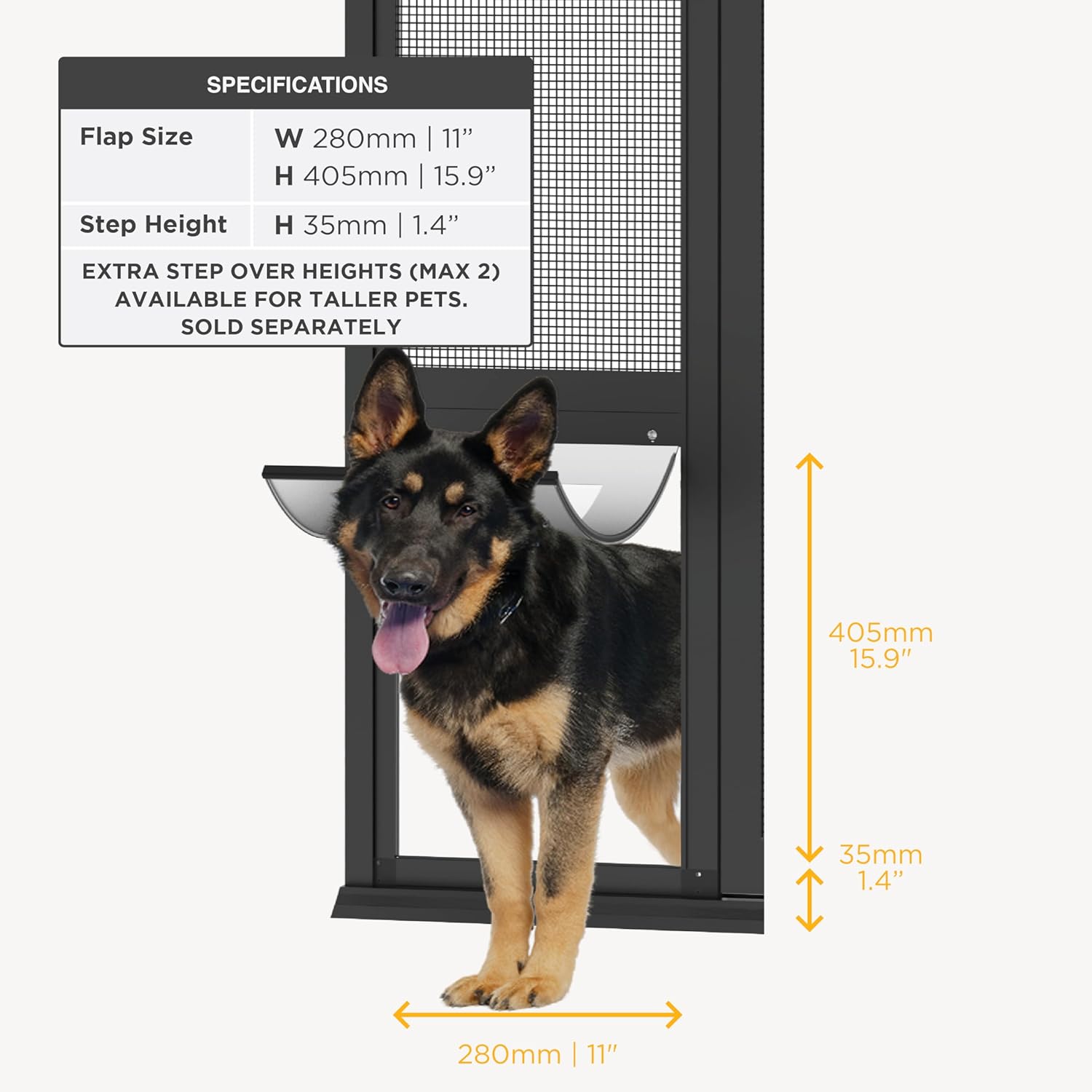 Hakuna Pets V2 Patio Pet Door Screen Insert Panel for Sliding Doors, Fits Door Track Min Ht 62.99" to Max Ht 84.25",UV Resistant Mesh, Locking Magnetic Dog Door, Easy Install and Removal,Large,Black Large Black