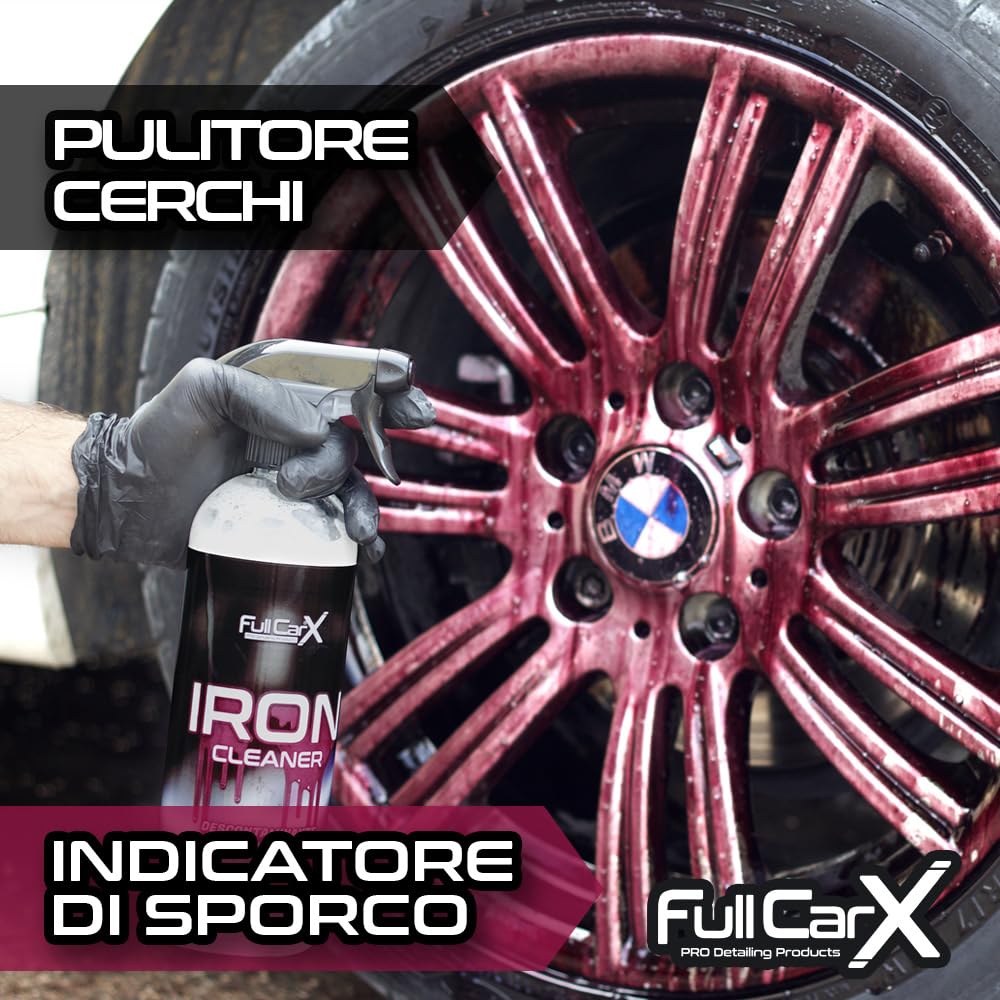 FULLCARX Iron Cleaner 5L Iron Remover Pulitore Cerchi Auto, Decontaminante PH Neutro, Pulizia Senza Sfregamento, Adatto per Cerchi in Alluminio Lega Cromato Moto, Prodotto Professionale Detailing