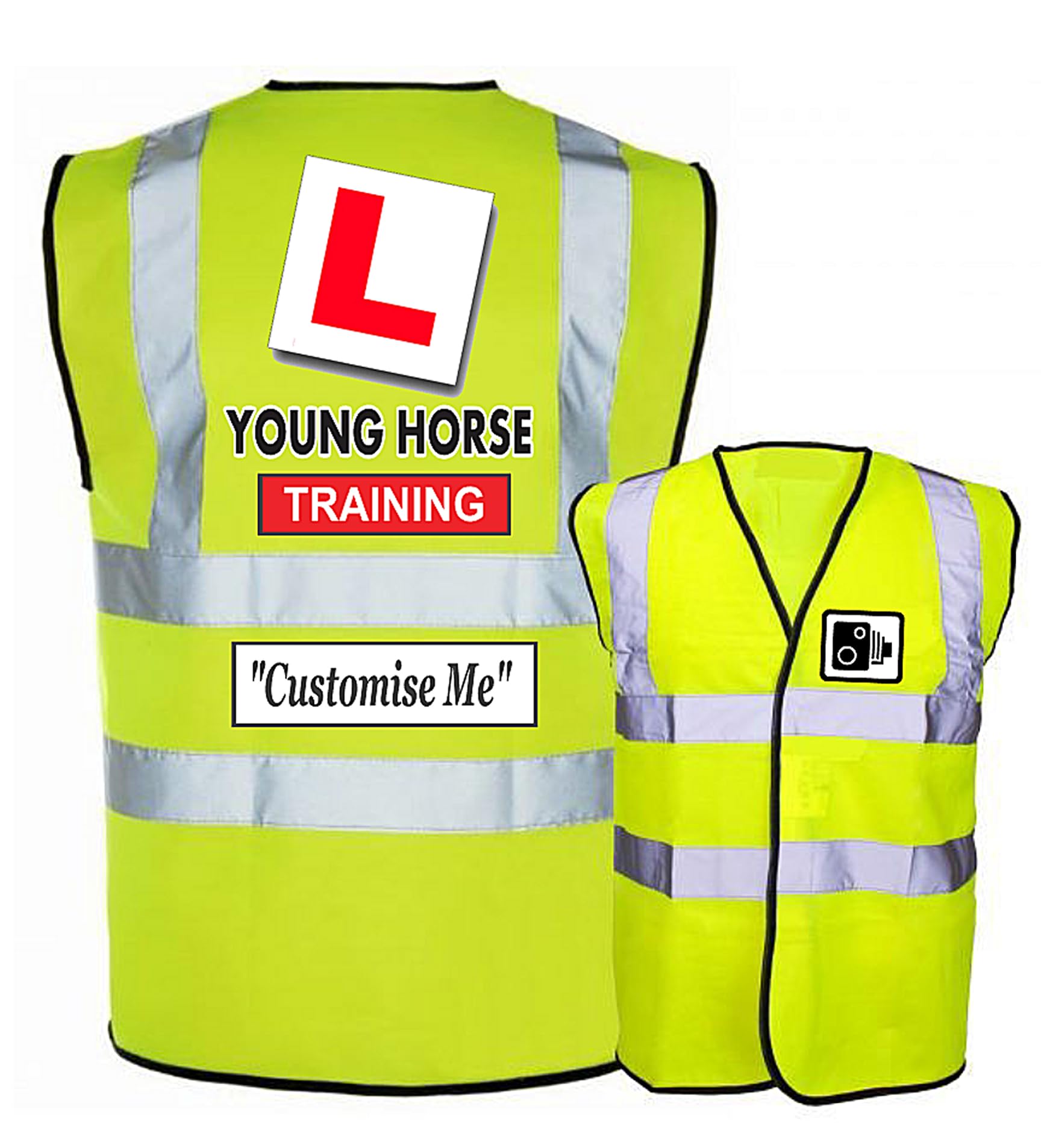 Young Horse Trining Riding Hi Vis, Equestrian Hi Vis, Reflective Vest, Horse Training Hi Vis, Young Horse Hi Viz, Road Safety Vest (Yellow, Large)