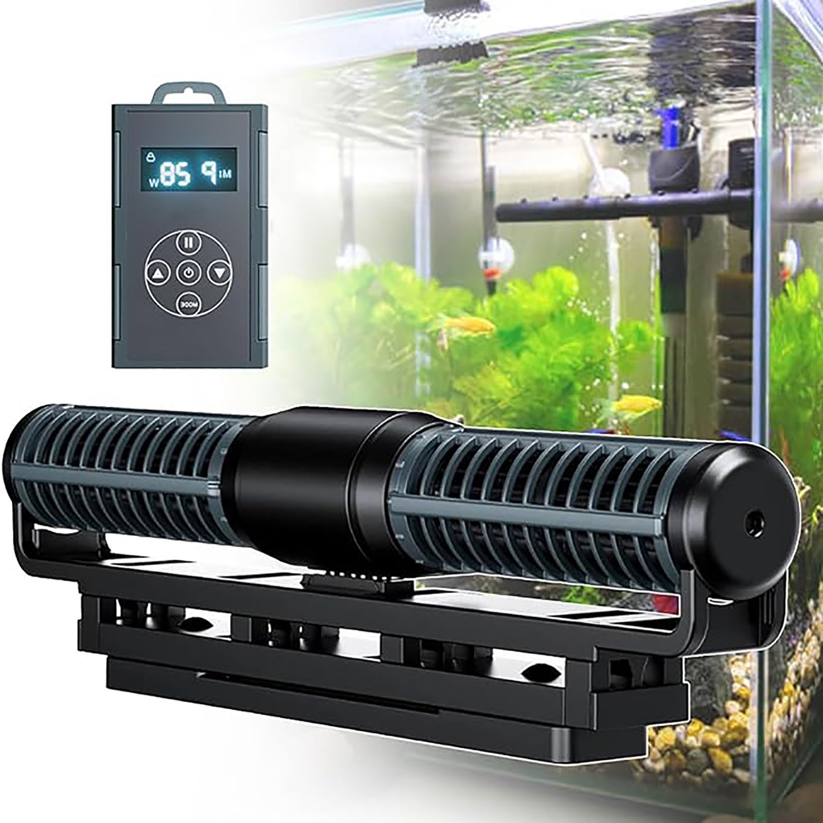 Generador de Olas for Acuario, Bomba de circulación de Agua de Flujo Cruzado, silenciosa, 4 Modos de Olas, Funcionamiento automático a Baja Velocidad por la Noche, Base magnética Resistente(70)
