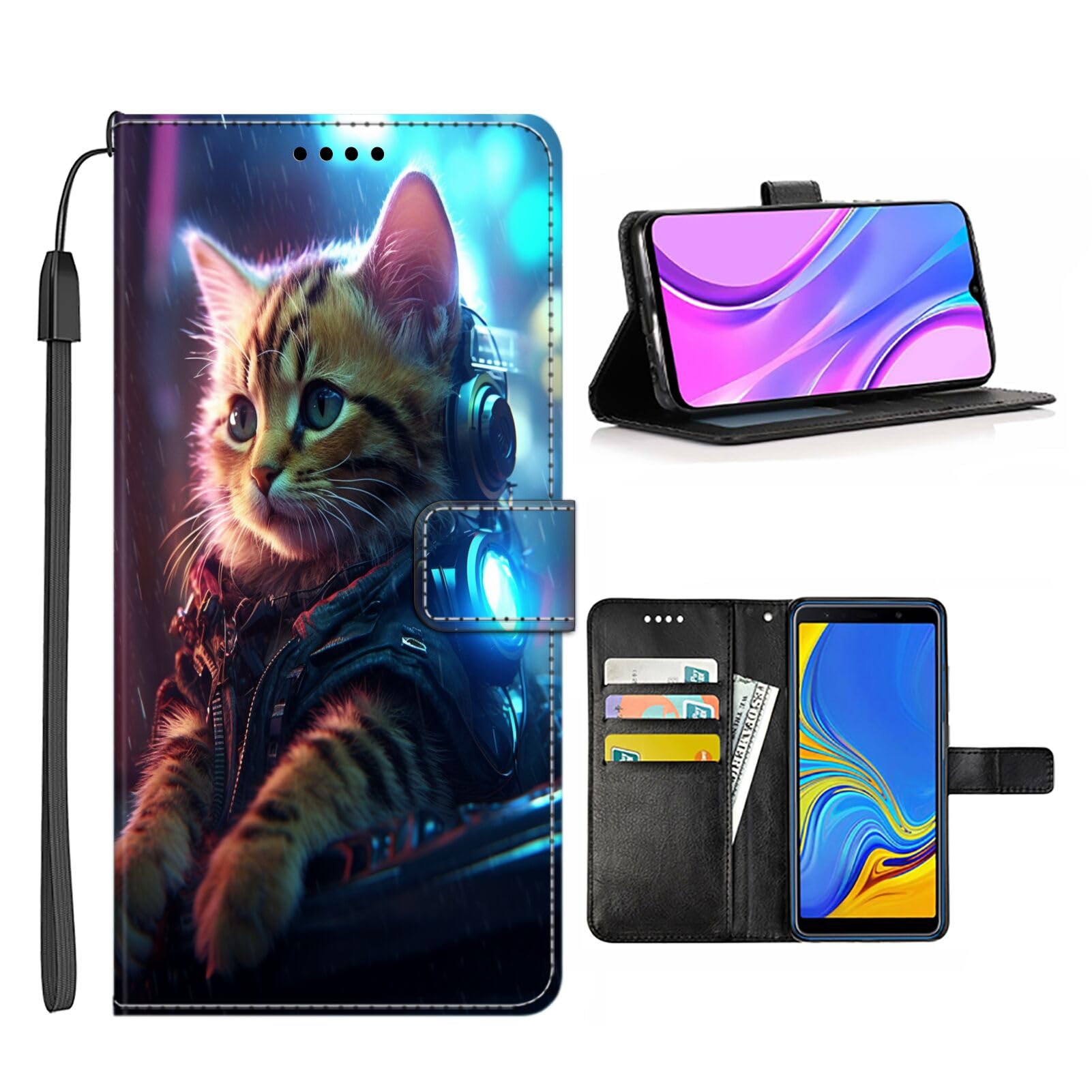 Elgzigok Wallet Phone Case for Samsung Galaxy A31 with Cat Print-aa17 - Stylish and Functional PU Leather-Free Smartphone Case with Card Holder