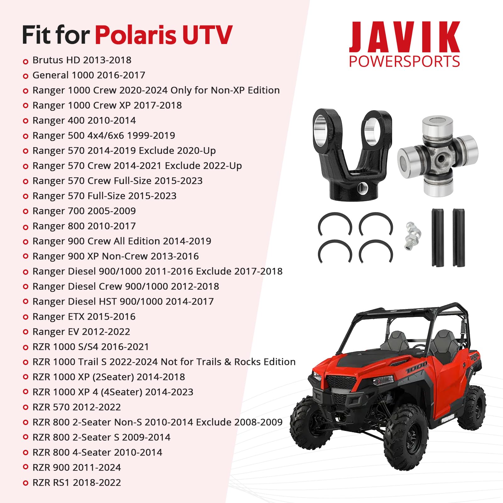 Joug Transmission Avant RZR 1000 900 800 - Joint U Et Yoke Carter - Pièce Remplacement VTT