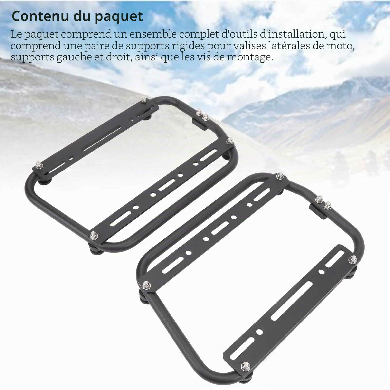 Support de Barre de Support de Sacoche de Selle Latérale, Supports de Support Latéraux de Moto, Alliage D'aluminium, Revêtement en Poudre Noire, Résistant à l'usure, Robuste,
