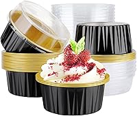 Vista 18 de EUSOAR Forros para magdalenas, 5 onzas de 4.2 fl oz para muffins con tapas, 100 piezas, moldes de crema brulee, moldes de papel de aluminio