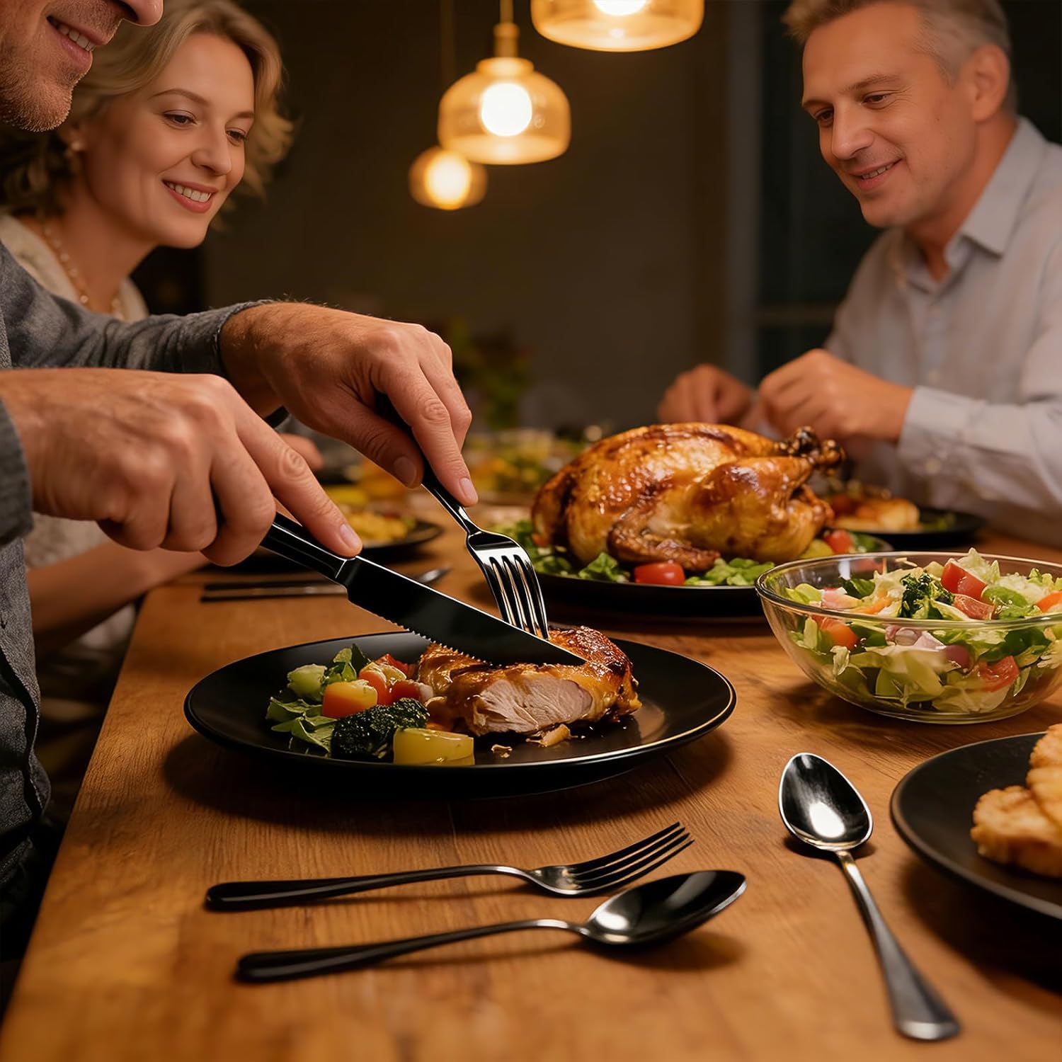 40 Piece Black Silverware Set,for Home,Kitchen,Restaurant.Black Flatware Set,Stainless Steel Cutlery Utensil Set include Forks,Knives,Spoons