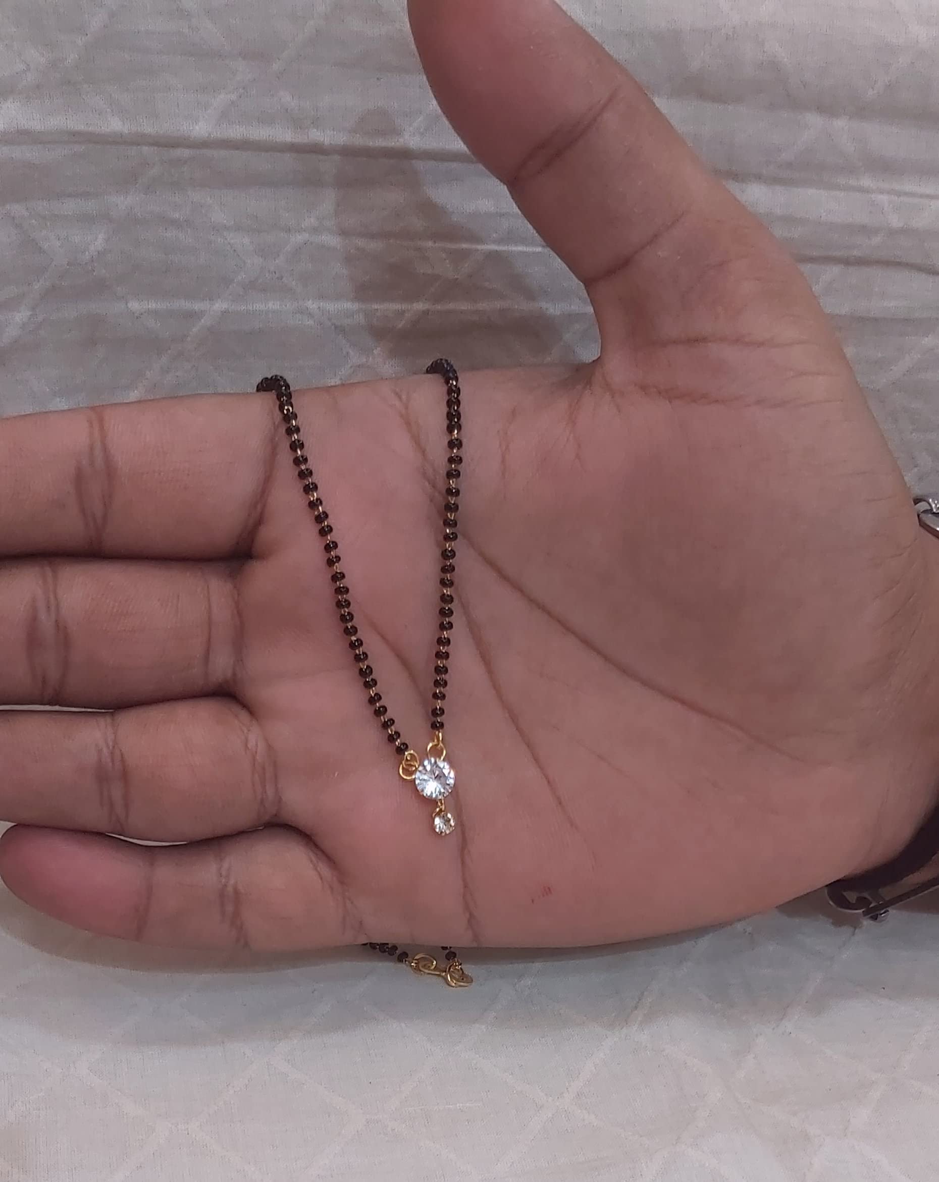 American Diamond Single Stone Mangalsutra - Round Shape