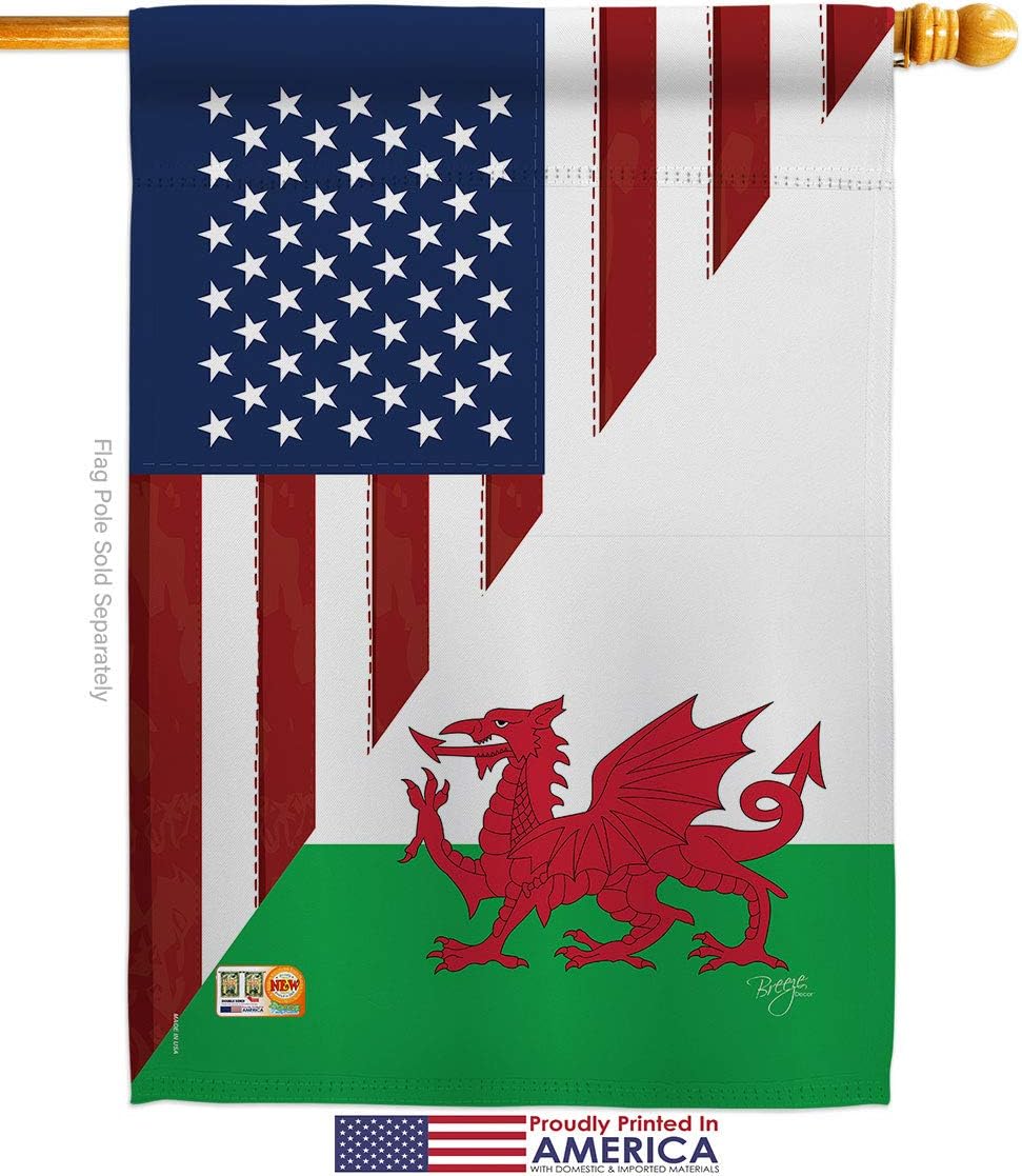 US Wales Friendship House Flag Dowel Set Regional USA American Alliance World Country Particular Area Small Decorative Gift Yard Banner Made In 28 X 40