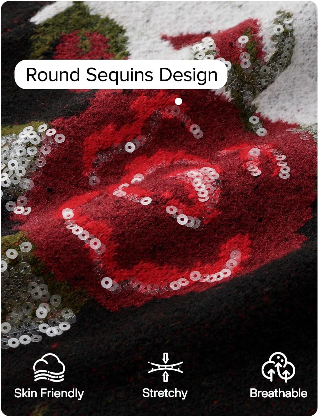 ZESICA Women's Floral Oversized Sweaters 2026 Fall Crewneck Long Sleeve Casual Chunky Knit Pullover Sweater Tops - Image 4