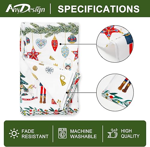 Miniatura 7 de AnyDesign Mantel rectangular de tela cascanueces lavable para mesa de picnic, mesa de comedor, hogar, cocina, decoración de fiesta de Navidad, 60 x