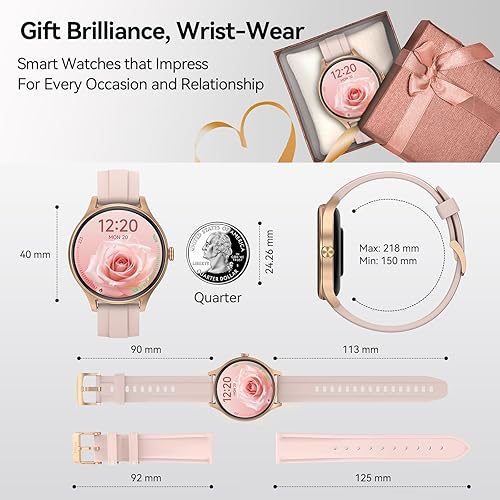 Miniatura 8 de Relojes inteligentes para mujer (2 bandas), reloj de fitness redondo de 1.27 pulgadas para iPhone Android con llamadas Bluetooth (casarespuesta),