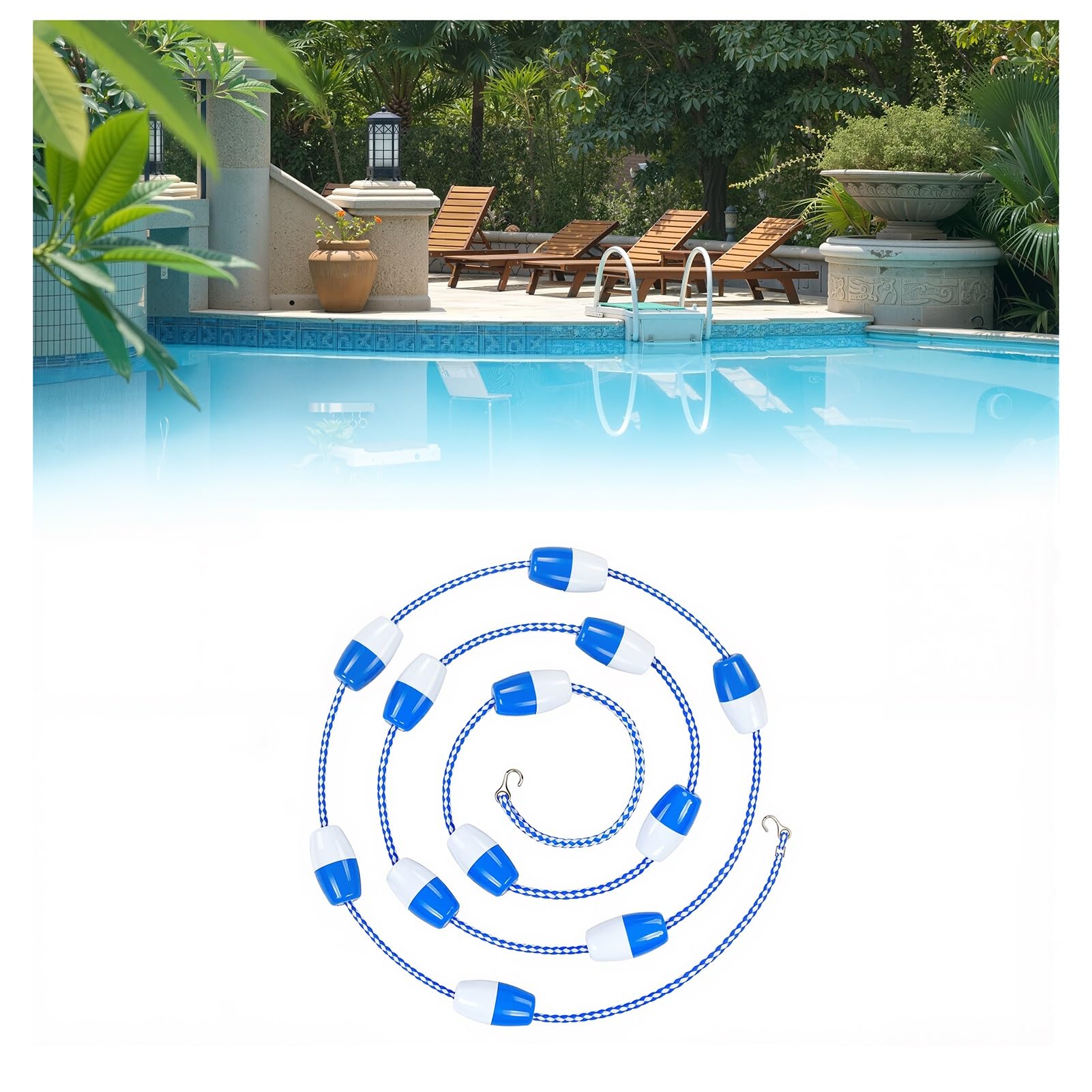 Corde de sécurité pour piscine extérieure ajustable avec flotteurs et séparateur flottant