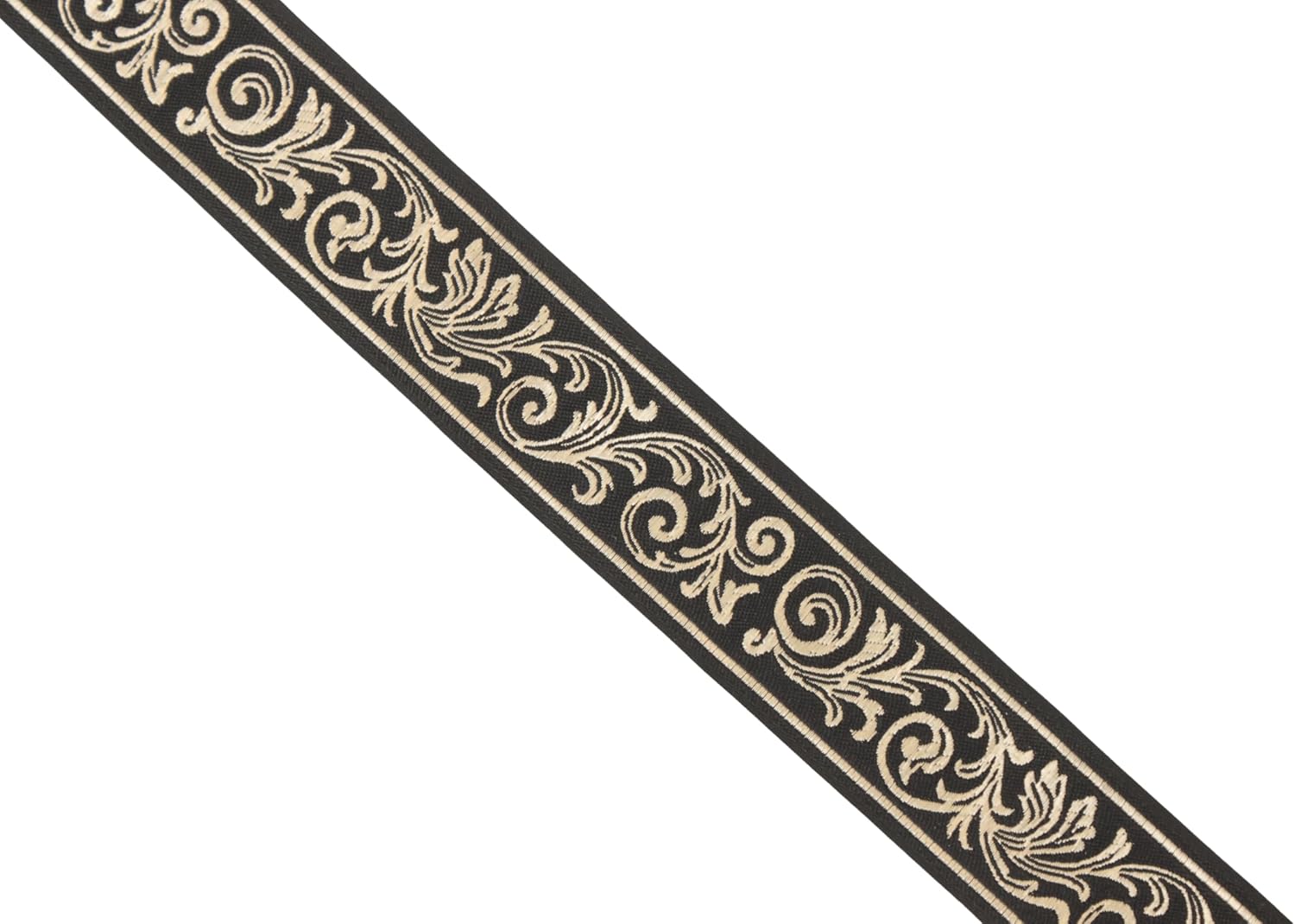 Jacquard Trim Ribbon – 1.37 Inch Wide Black Gold Roman Empire Acanthus Leaf Pattern, Decorative Woven Upholstery Trim for Sewing, Curtains, Costumes, Crafts & Home Decor CNK38