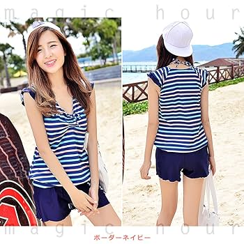 Amazon.co.jp: レディース 水着 タンキニ 体型カバー 4点 セット