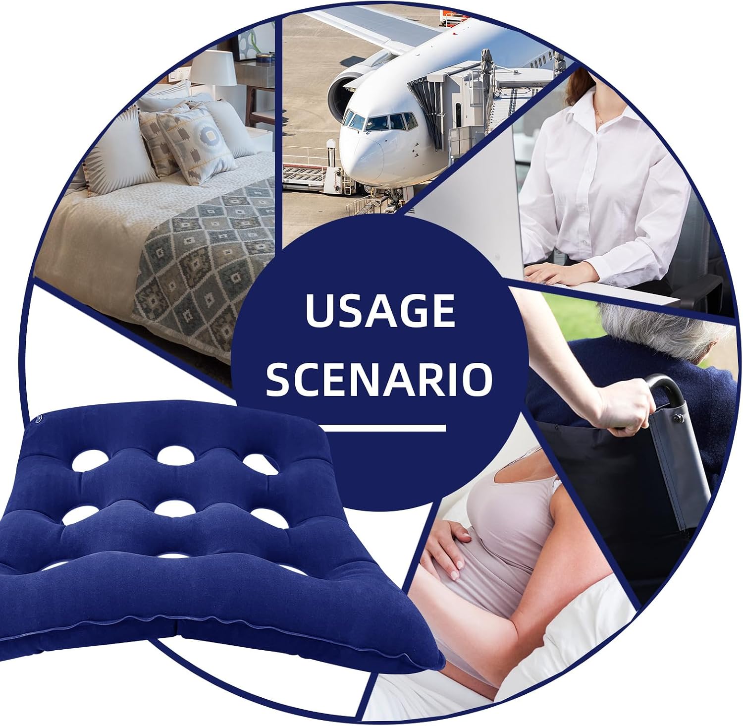 2 Pack Inflatable Seat Cushions, Seat PadWaffle Air Seat Pad with Pump