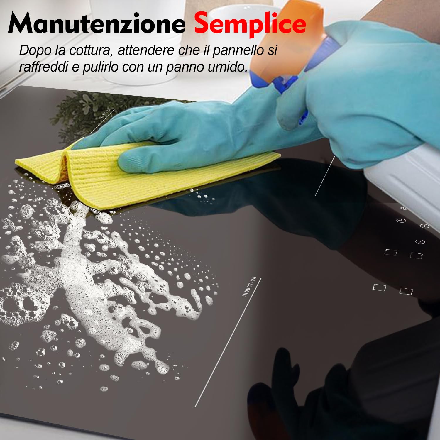 Piano Cottura a Induzione Bianco 4 Fuochi con Spina, Piastra a Induzione da Incasso 60CM, 3500W, Funzionamento Touch, Blocco di Sicurezza, Protezione da Surriscaldamento, 220V