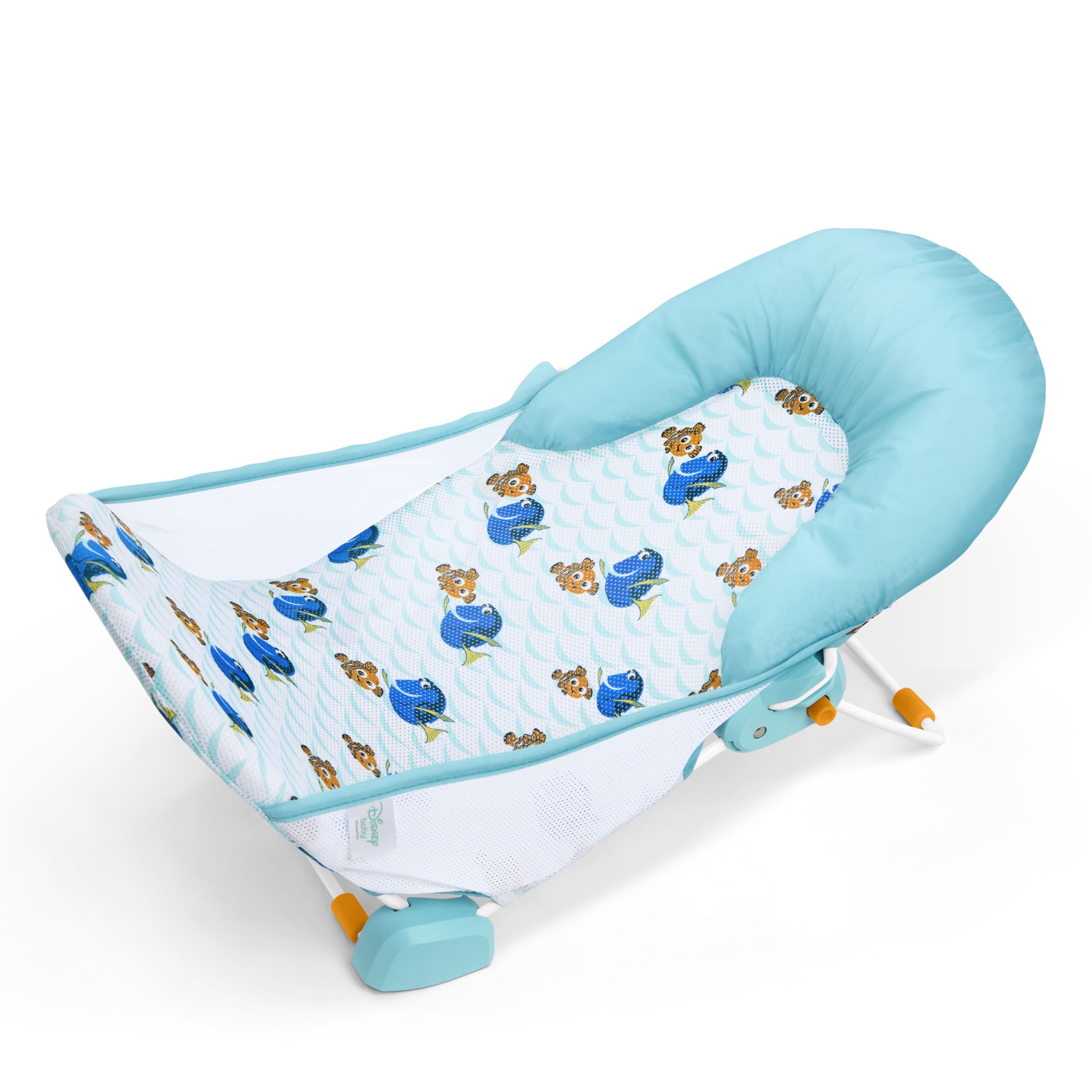 Bright Starts, Disney Baby Seggiolino da Bagno Pieghevole Alla ricerca di Nemo a 2 Posizioni, Supporto Regolabile per Lavandino o Vasca, da 0 a 6 Mesi fino a 9 kg