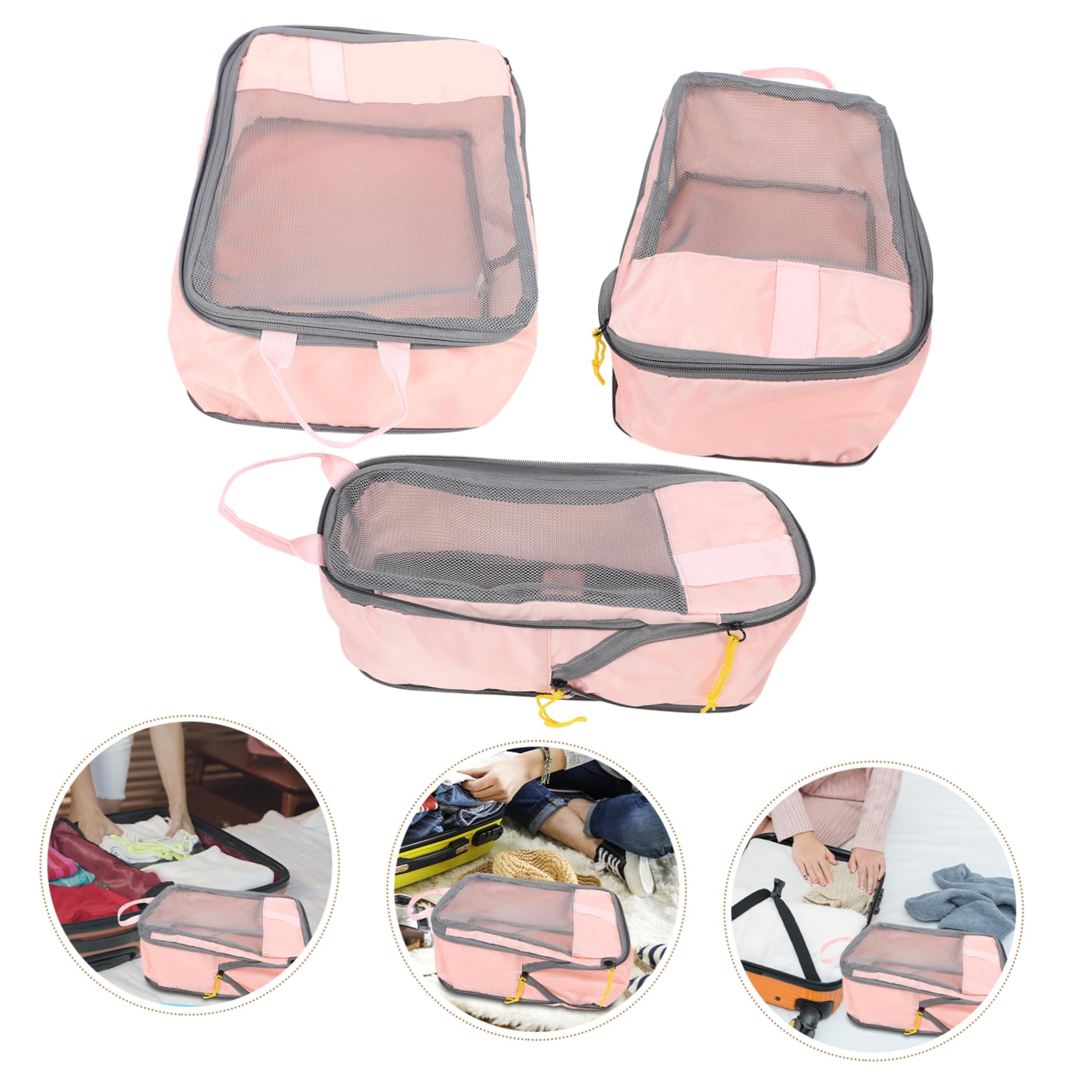 FOMIYES 3piezas Cubos De Embalaje Compresión para Viaje Bolsas De Almacenamiento para Equipaje Organizadores De Maletas para Artículos Esenciales De Viaje