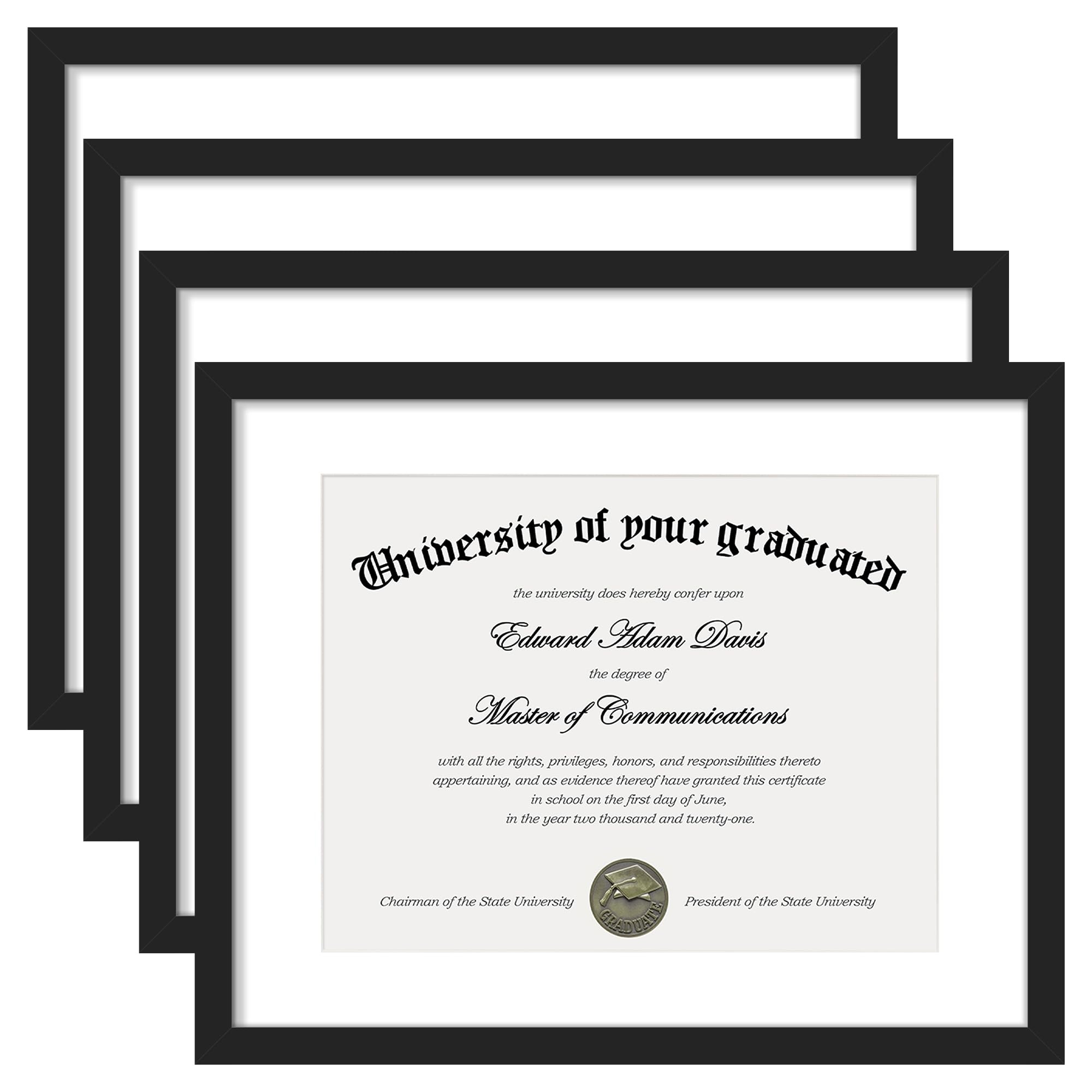 upsimples Diploma Frame with 8.5x11, 11x14 Degree frames, Black 4 Pack