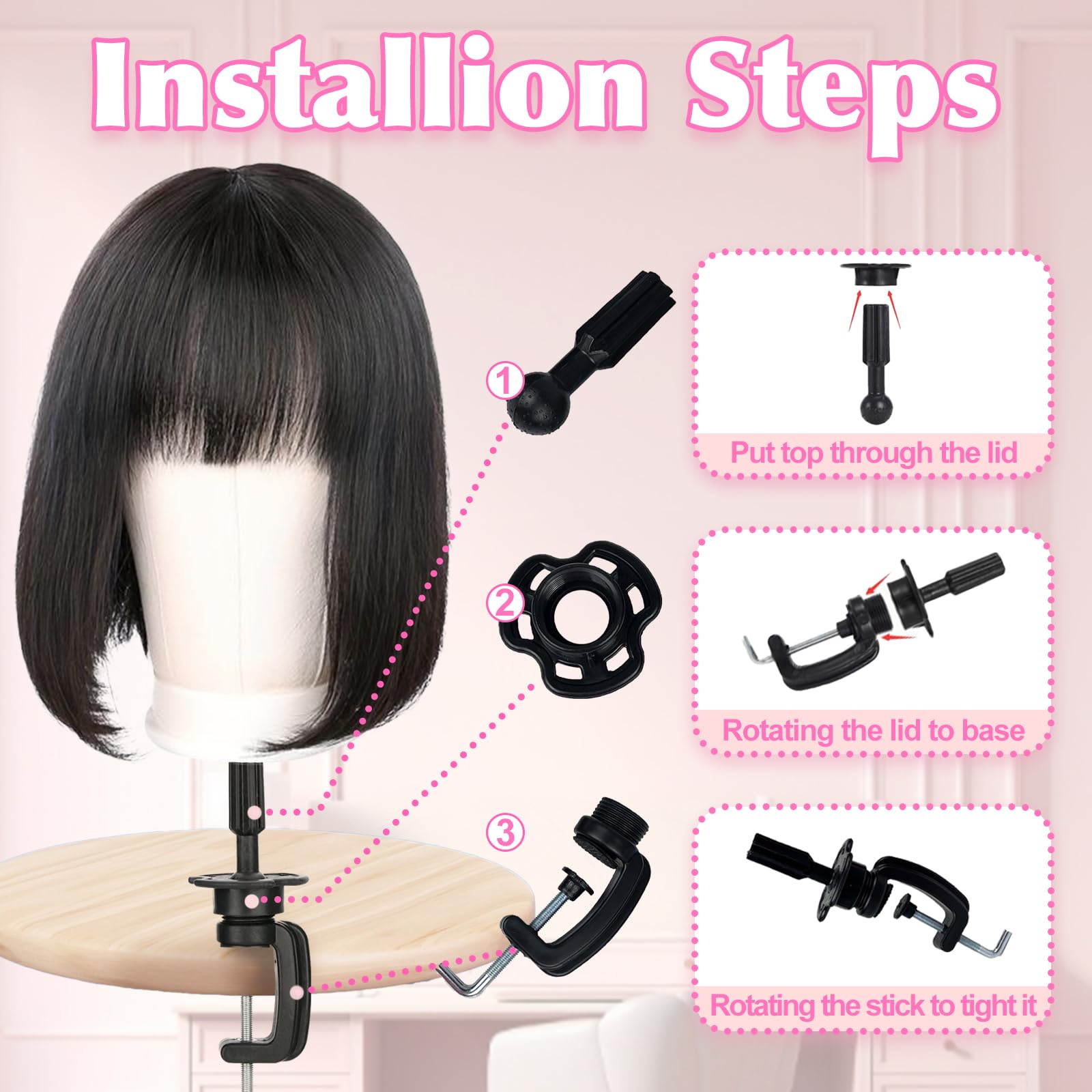 22-Inch Canvas Wig Head Mannequin with Tripod Stand
