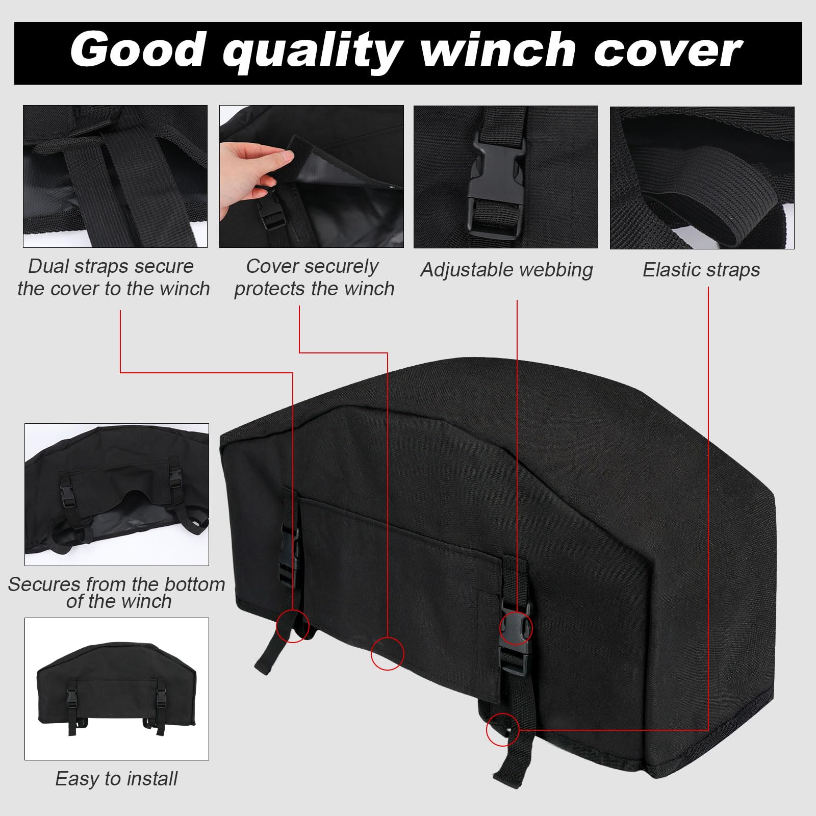 BOXOB Housse de Protection Treuil, Robuste Imperméable Résistante aux Intempéries pour Treuils Électriques Intérieurs et Extérieurs Jusqu'à 12 000 lb