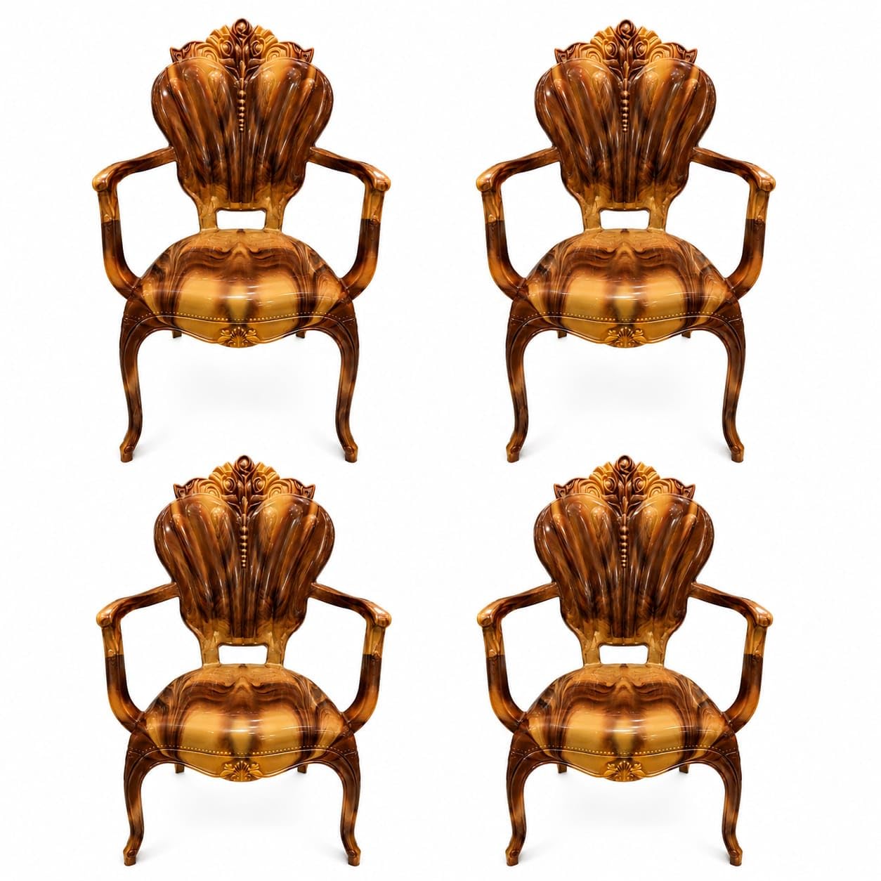 Luxury Polypropylene Dining Chairs | Premium High Back Arm Chairs | Elegant and Antique Brown Finish | Modern Dining & Living Room Chairs, 4-image-14