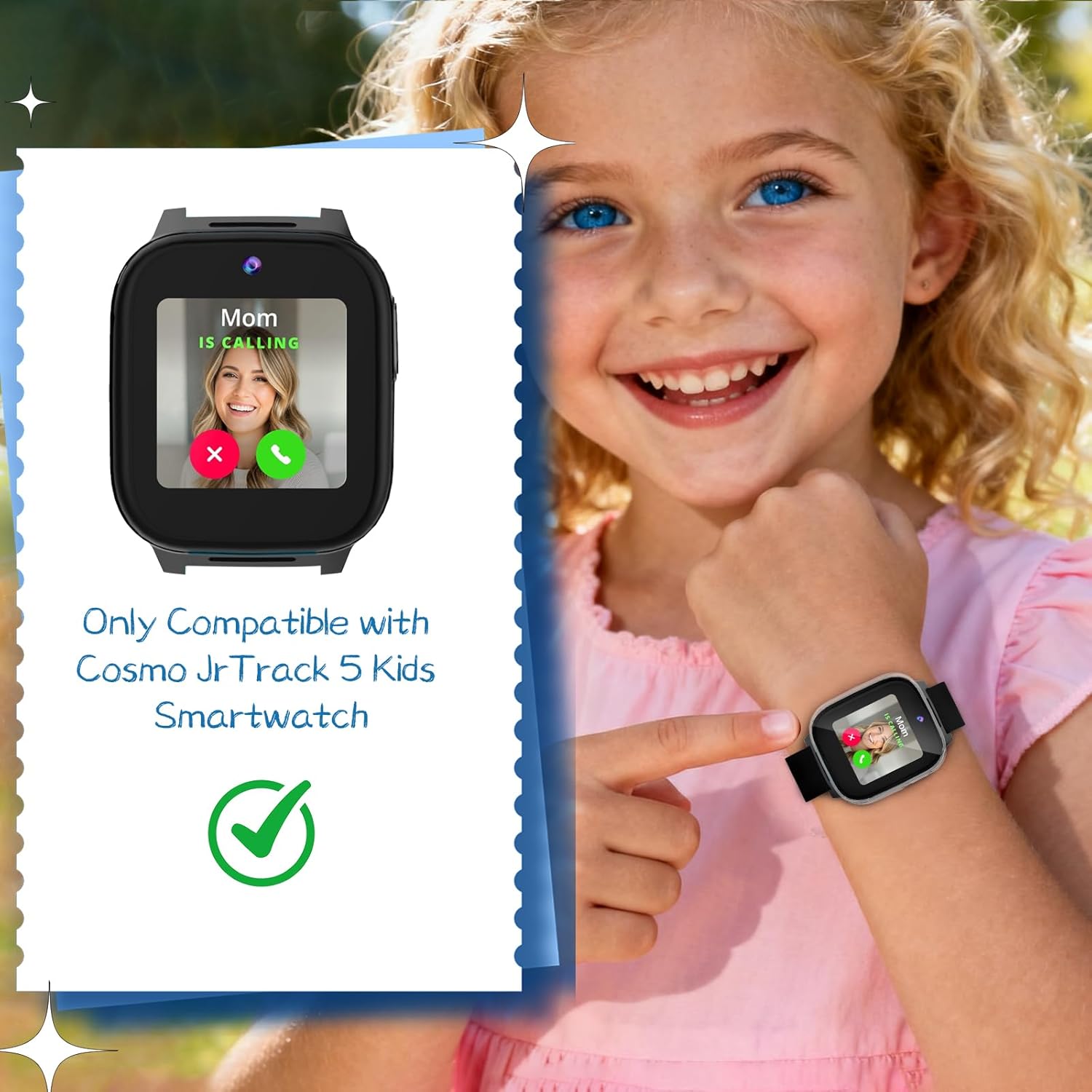 2 Pack Scratch-Resistant Screen Protector Compatible with Cosmo JrTrack 5 Watch, Tempered Glass Case Overall Protection Hard PC Cover for Cosmo JrTrack 5 Kids Smartwatch Accessories - Image 2