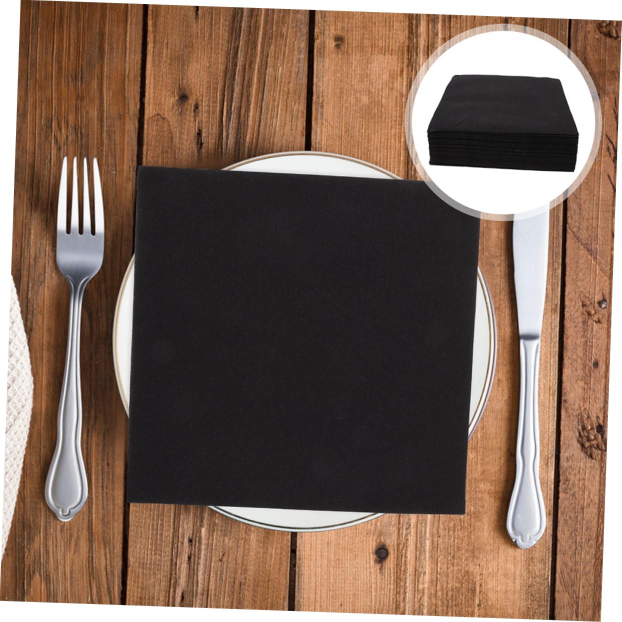 Alipis 100 Pcs Serviettes de Fête en Papier Serviettes de Table Noires Épaisses pour Dîners et Cérémonies Élégantes