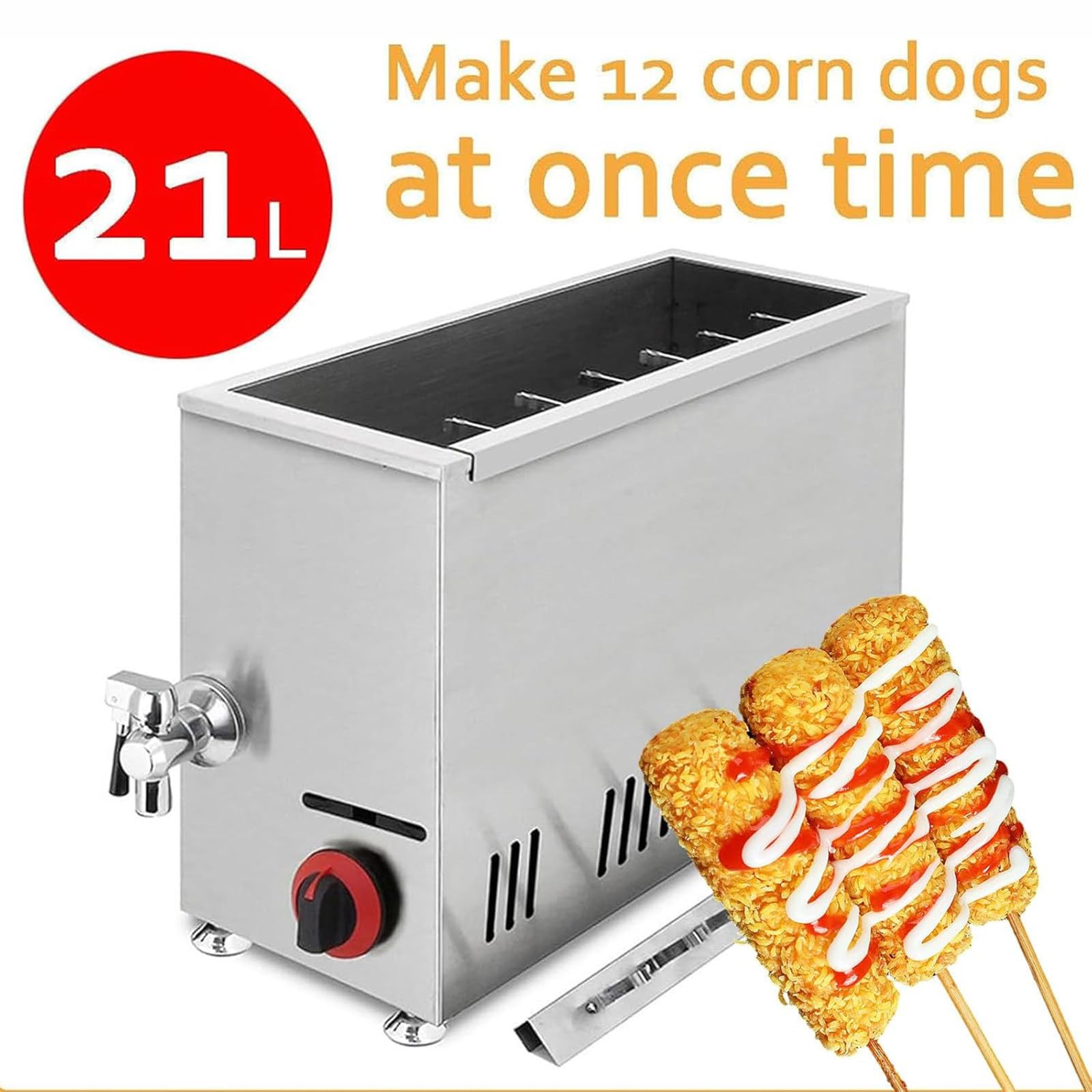 Friggitrice commerciale a gas, friggitrice per cani con GPL, per cucina, ristorante, snack, bar, mensa