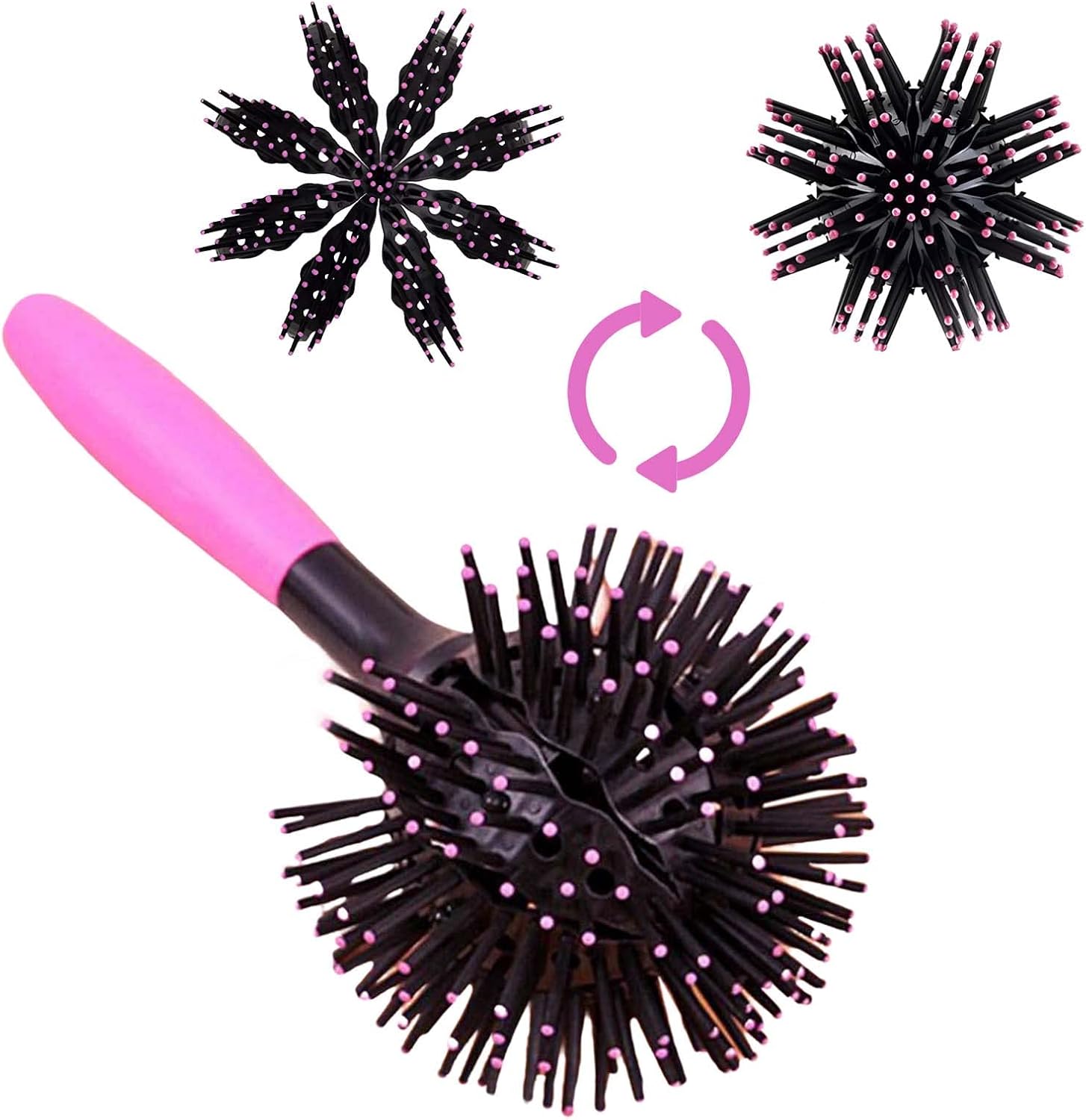 HALAMODO 3D Bomb Curl Hair Brush,Magic Twirler Ball Brushes, 360° Styling Salon Round Hair Curling Curler Comb Tool, 3D curly hair comb air bangs styling comb high temperature hairdressing comb