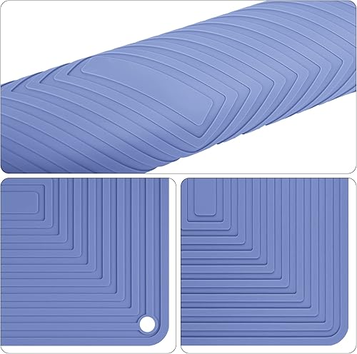 Miniatura 4 de Smithcraft Salvamanteles de silicona para platos calientes, ollas y sartenes, almohadillas calientes azules para mostrador, almohadillas calientes