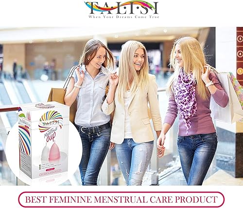 Miniatura 6 de Talisi - Juego de tazas menstruales de 2 vasos reutilizables de silicona de tamaño pequeño y grande para productos de higiene femeninos de flujo