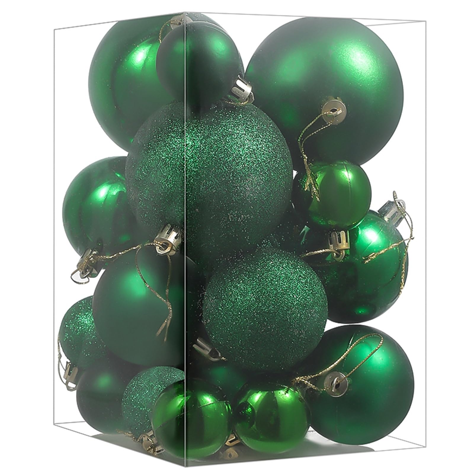 Weihnachtskugeln 24 Stück 4–8 cm Weihnachtsdekorationskugeln for Aufhängen, Weihnachtsbaum-Anhänger, Ornamente for Zuhause, Party, Neujahr, Dekoration(Green)