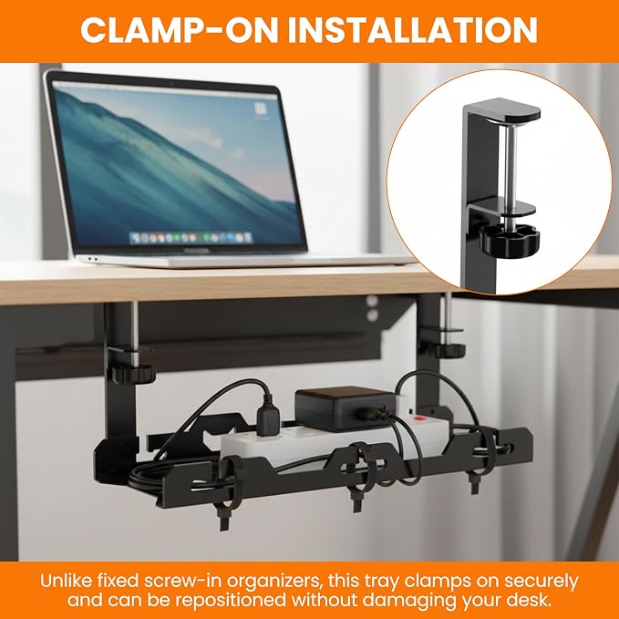 Organizador de cables para escritorio bajo 17'' negro miniatura 8