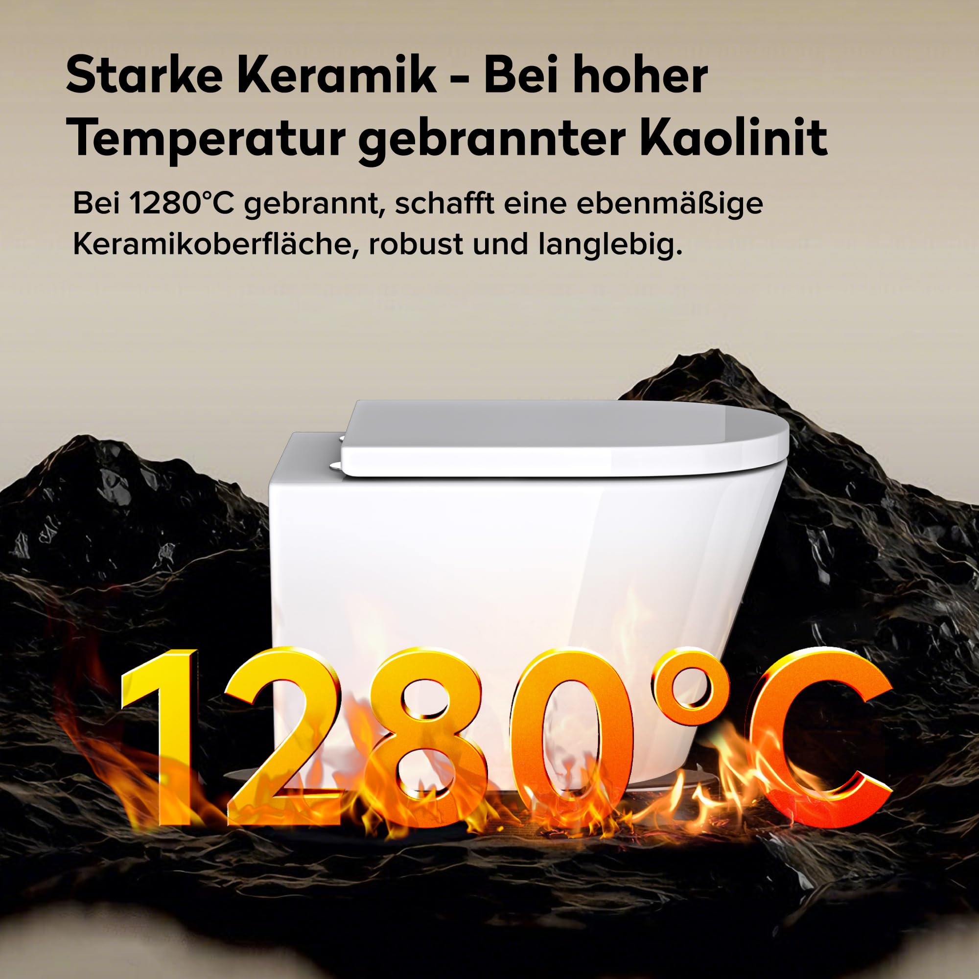 doporro Hänge WC mit 360° Tornado-Spülung spülrandlos Wand-WC 52×36,5×35cm