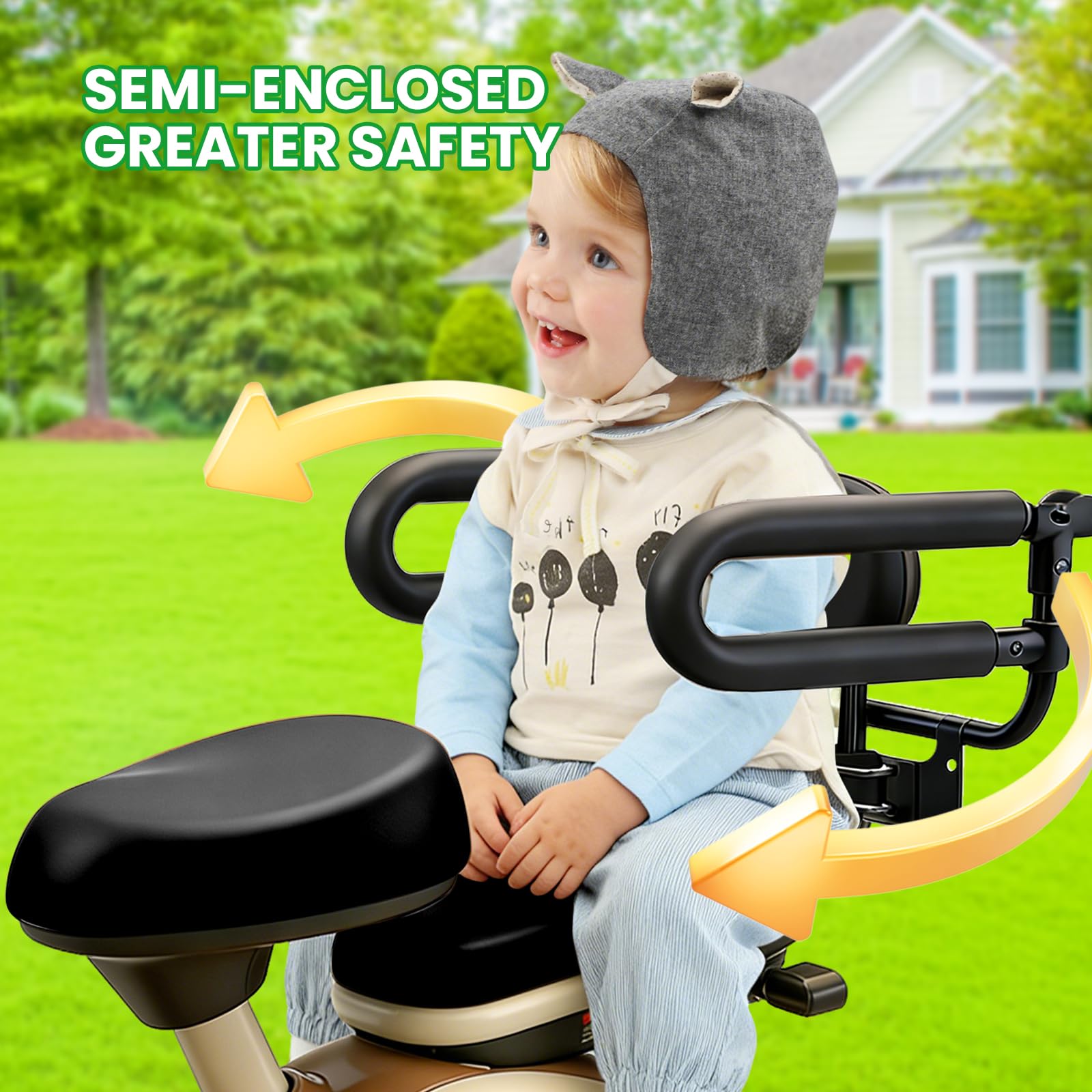 auvstar Seggiolino Bici Posteriore per Bambini Corrimano,Cuscino Sedile Posteriore per Bicicletta Corrimano