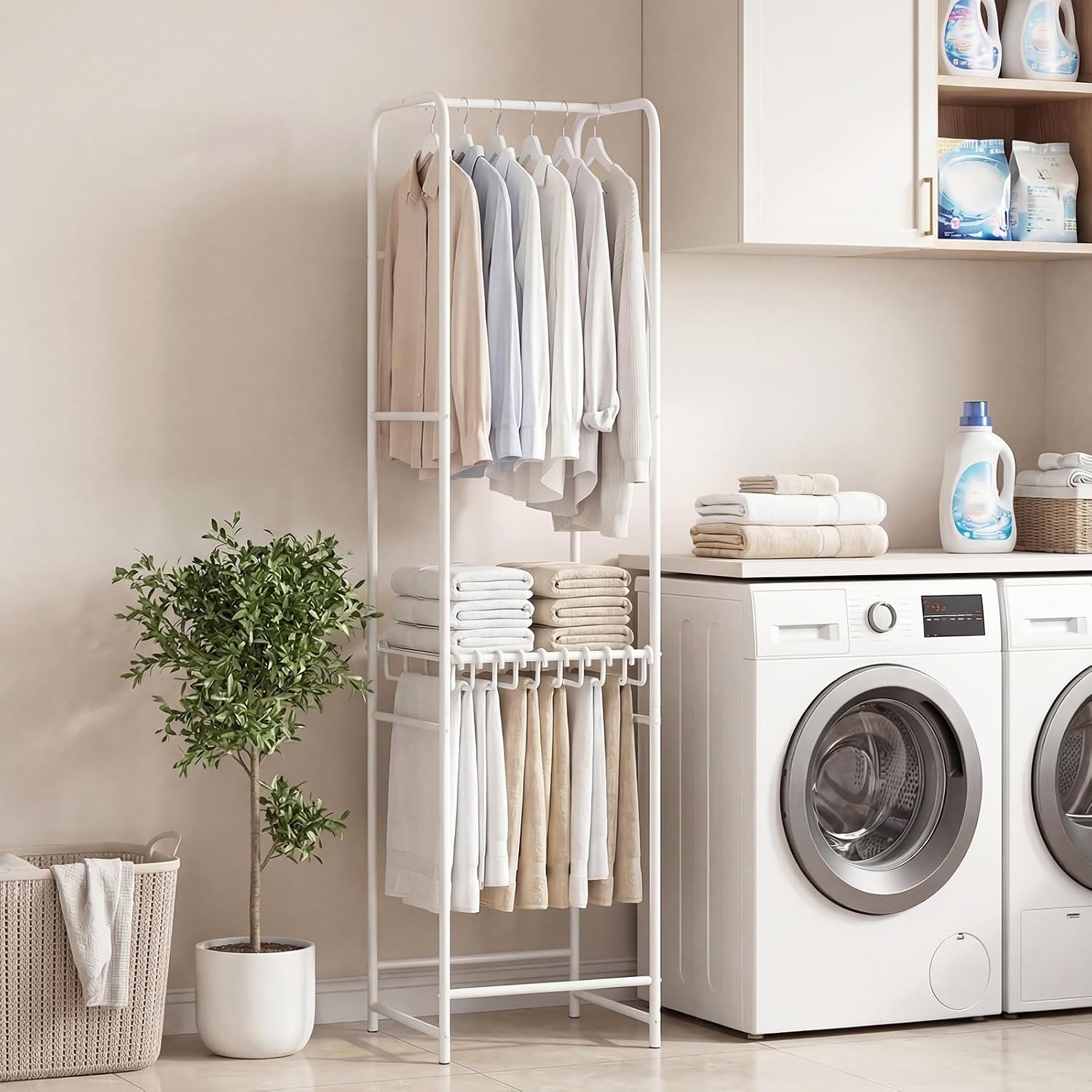 GIANTEX Clothes Rack with Pants Hanger, Freestanding Metal Clothing Rack