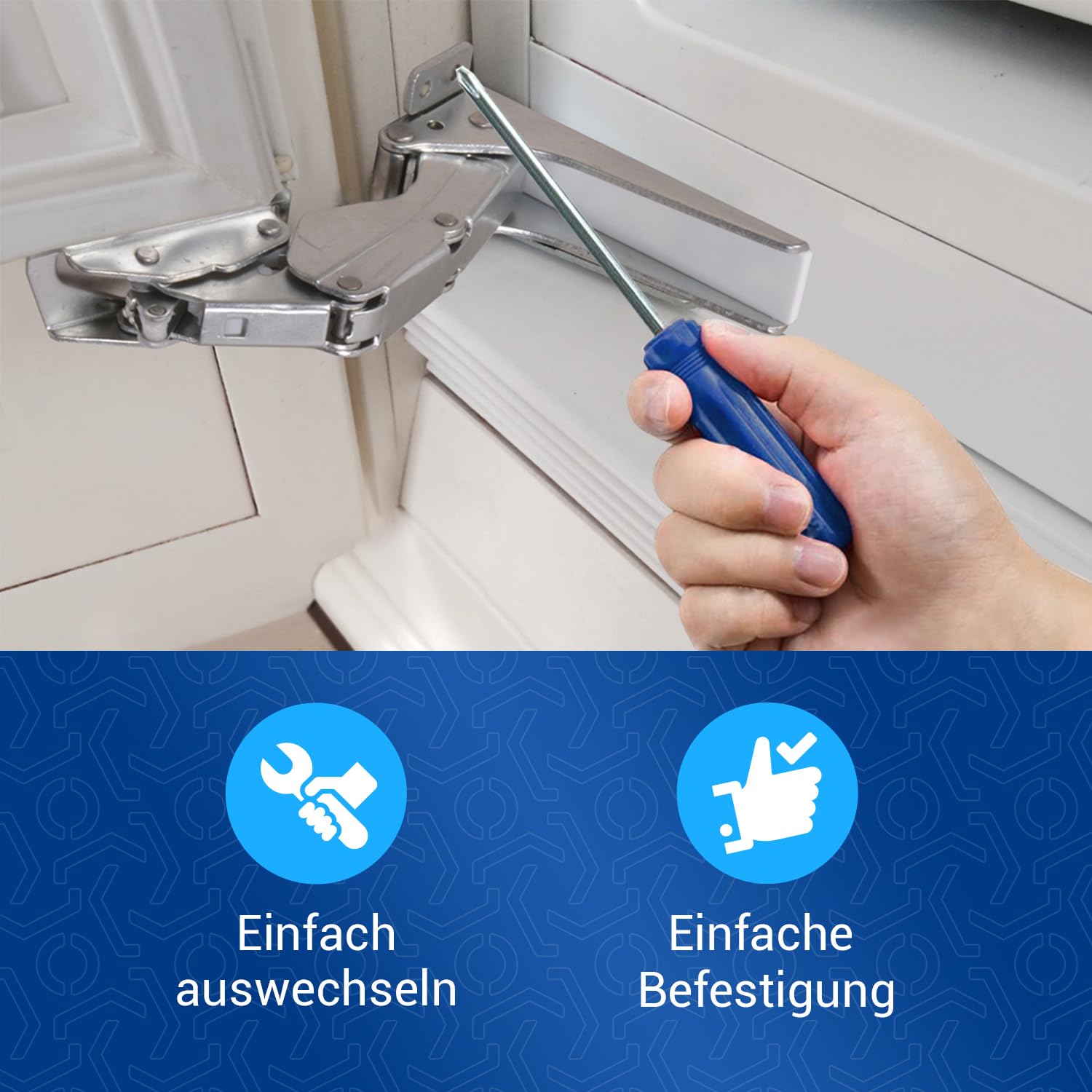 VIOKS Set di cerniere per porta da incasso a sinistra e in basso, ricambio per AEG 2211202045 + 2211201047 Küppersbusch 431624 + 431625 per porta Electrolux frigorifero