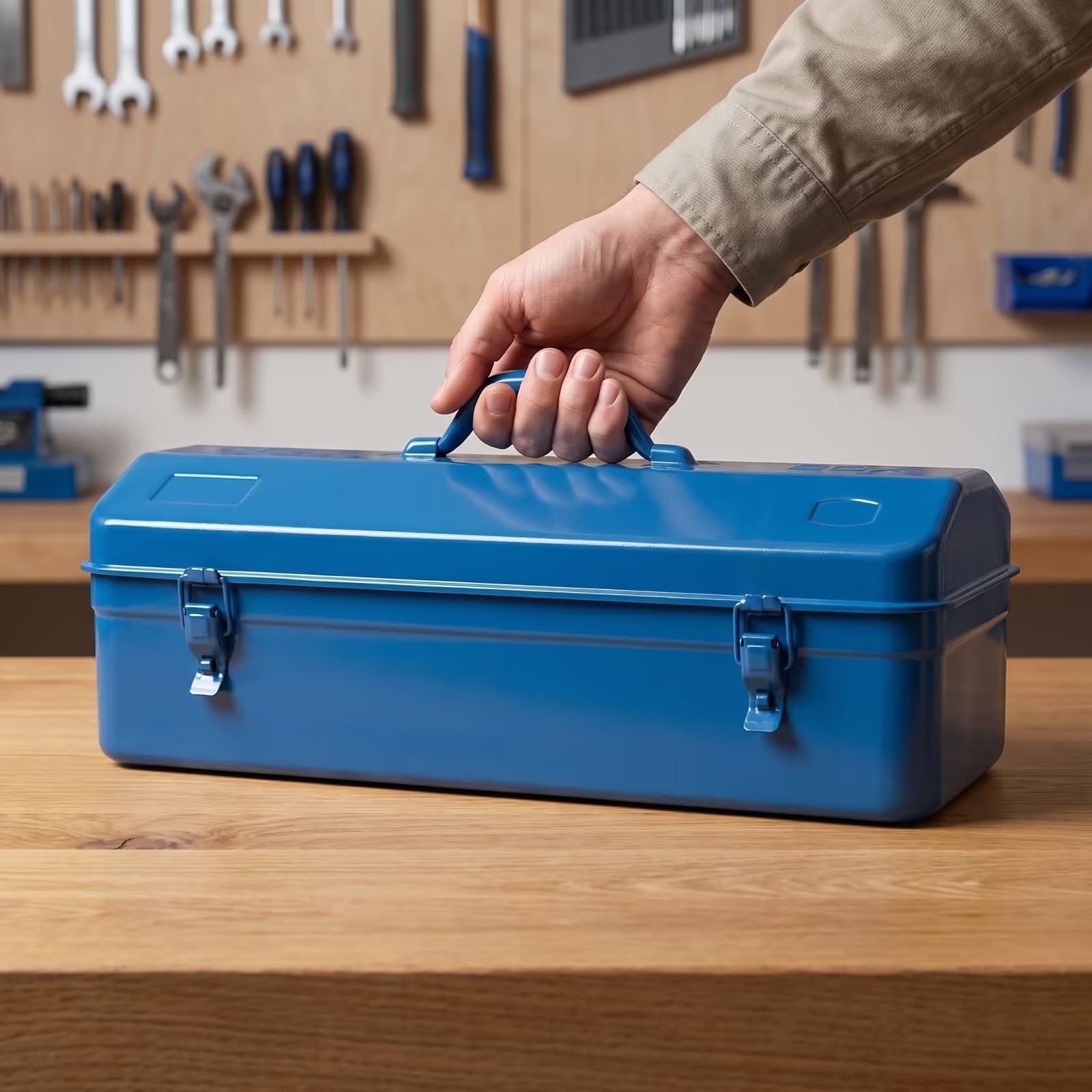 Gralara Caja Herramientas con Tapa | Recubrimiento Anticorrosivo Protector, Caja Herramientas Acero, Portátil, para Hogar, Garaje