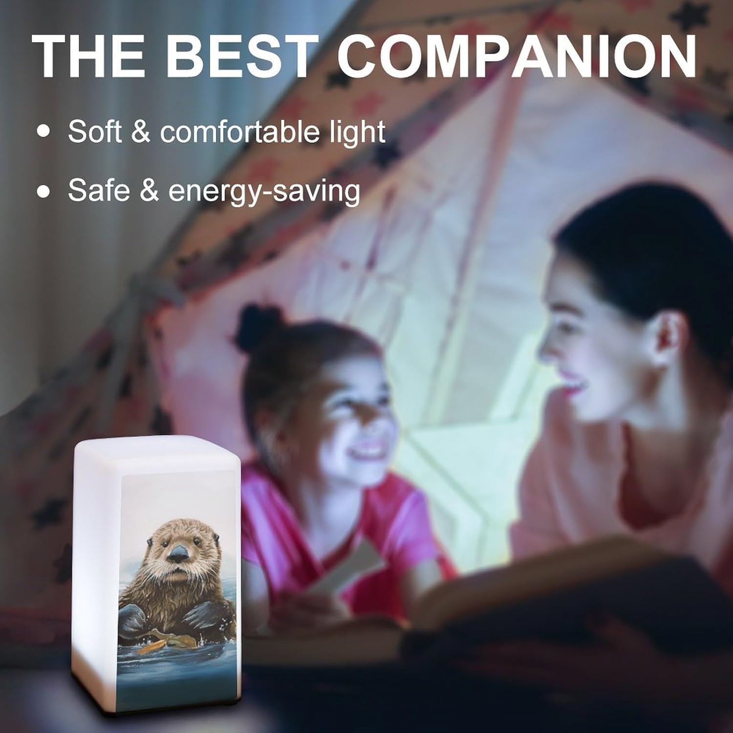 Desk Lamp for Office Home Dimmable Small Desk Lamp Sea Otter Battery Operated Lamp for Reading Study Work