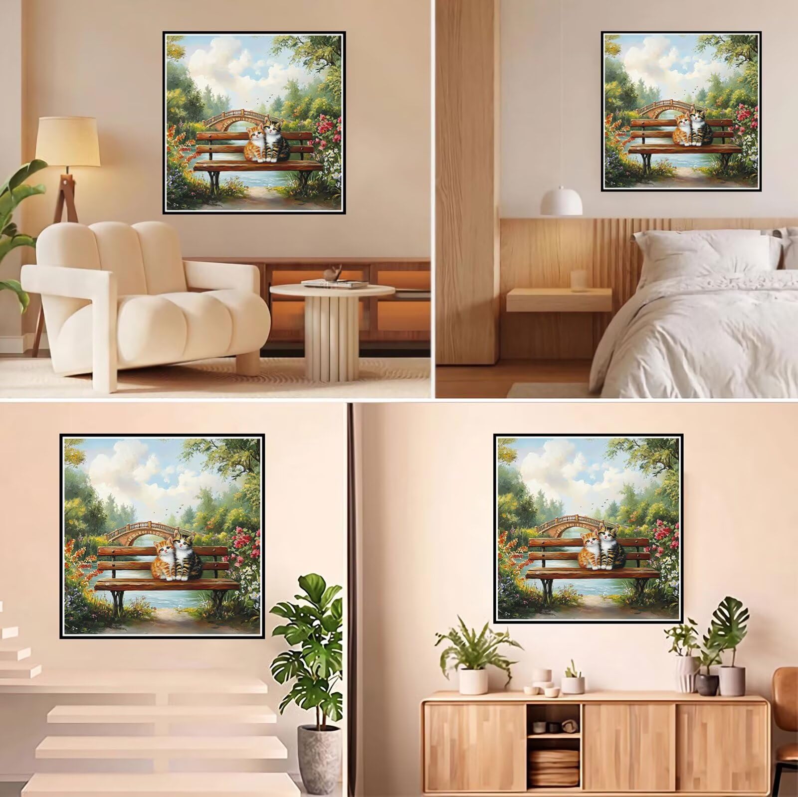 Broderie Diamant Kit Complet 5D, Chat Diamond Painting Adulte Plein Foret, Peinture Diamant pour Adulte Enfant Débutant, Loisirs Créatifs de Détente et Décoration Maison, Jardin 90x90cm FX#903
