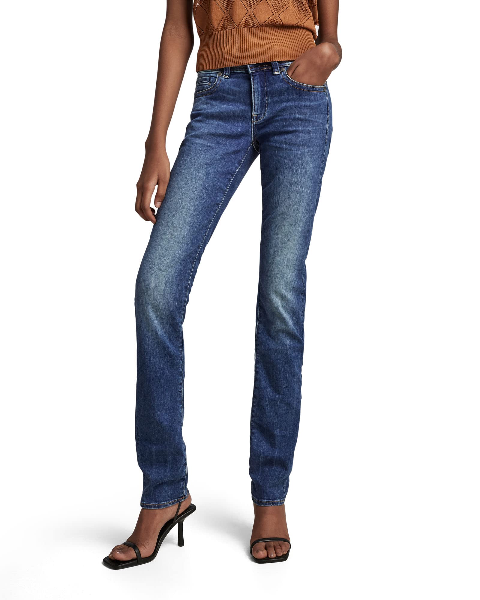 G-STARRAW Women's Midge Saddle Mid Waist Straight Jeans