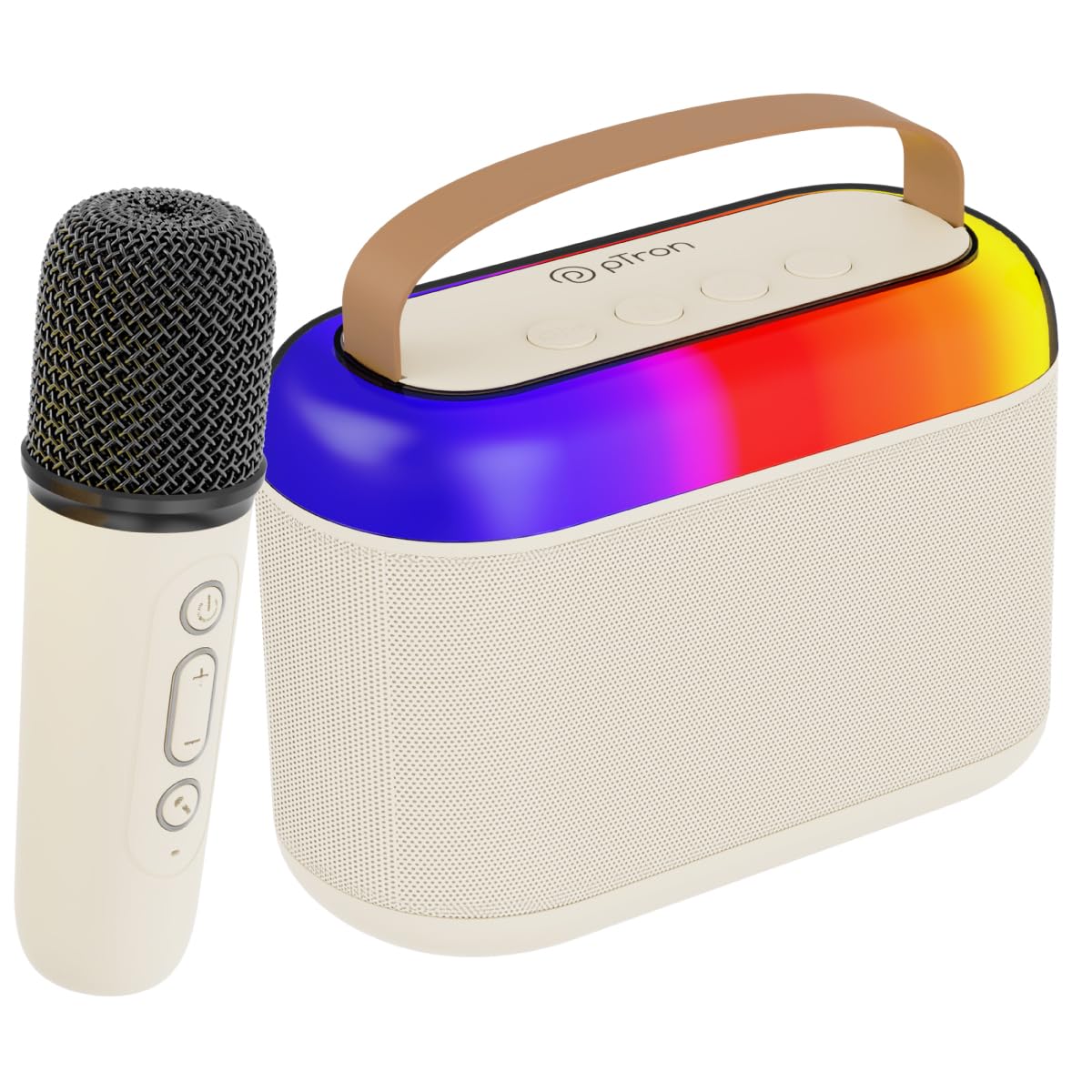 pTron Newly Launched Fusion Joy 20W Bluetooth Speaker with Wireless Karaoke Mic, 6Hrs Playtime, Vivid RGB Lights, Voice Effects, Multi-Play Modes BT5.3/TF Card/USB & Type-C Charging Port (Light Cream)-image-47