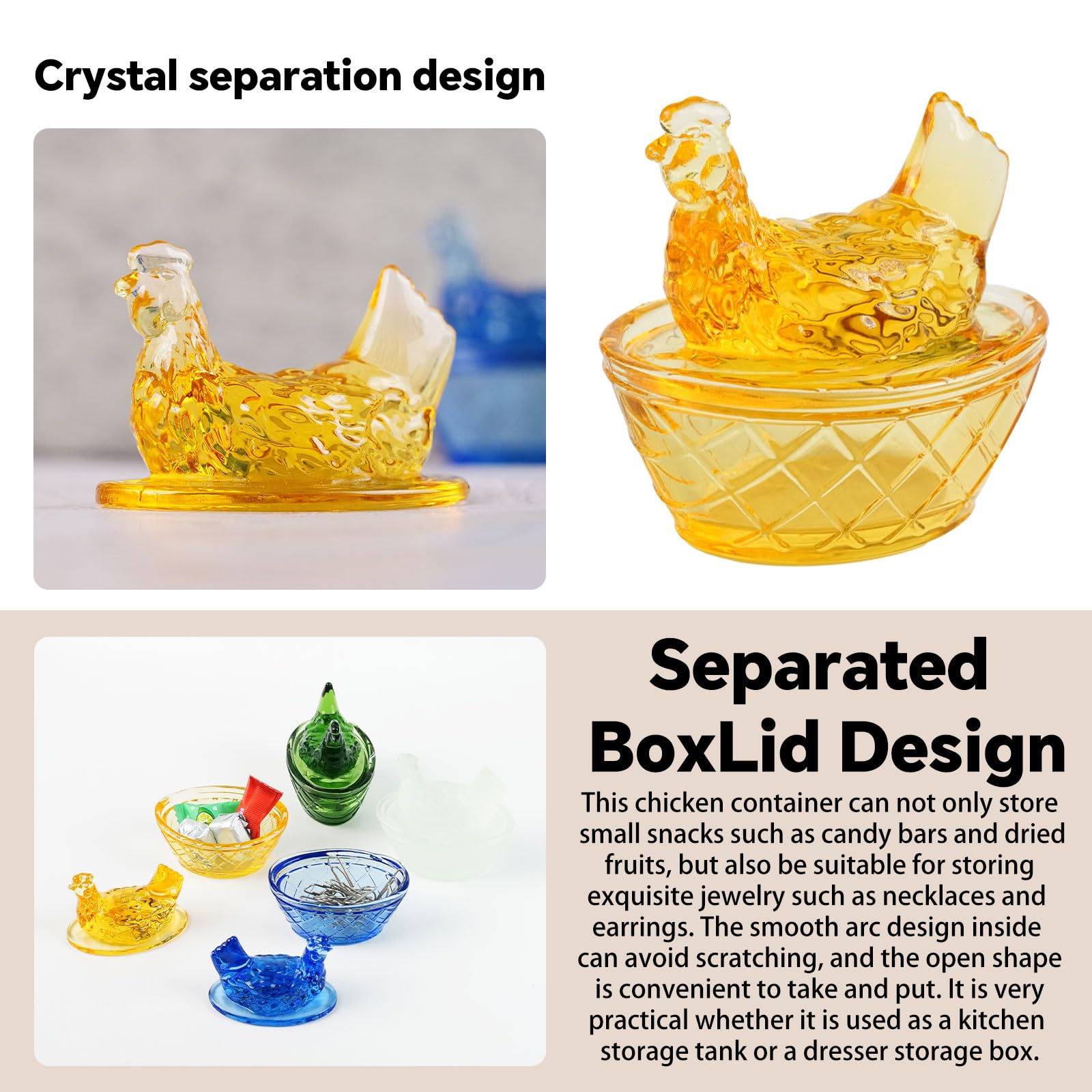 Amazon.com: Wenchest Cute Mini Glass Crystal Hens On Nests