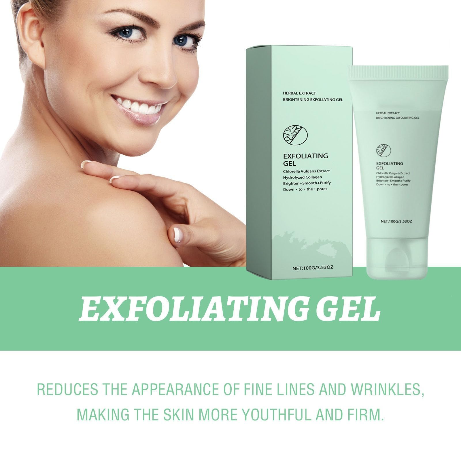 Gel Esfoliante Esfoliante, Estratto Vegetale, Scrub Corpo Esfoliante | Gel esfoliante illuminante arricchito con estratti vegetali e collagene idrolizzato. Elimina delicatamente le cellule morte,