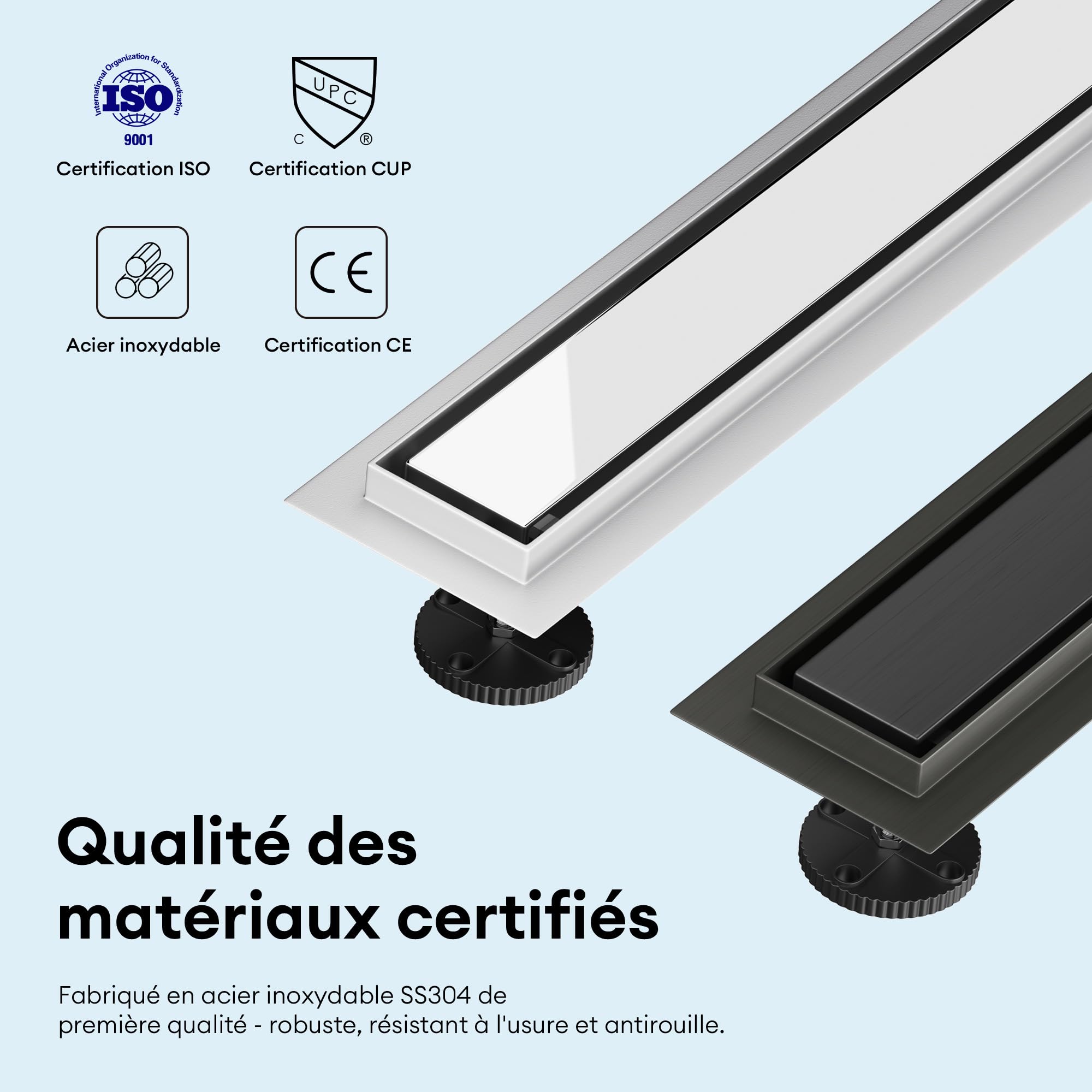 doporro Caniveau de Douche Italienne Extra-Plate Drain de Sol à Carreler